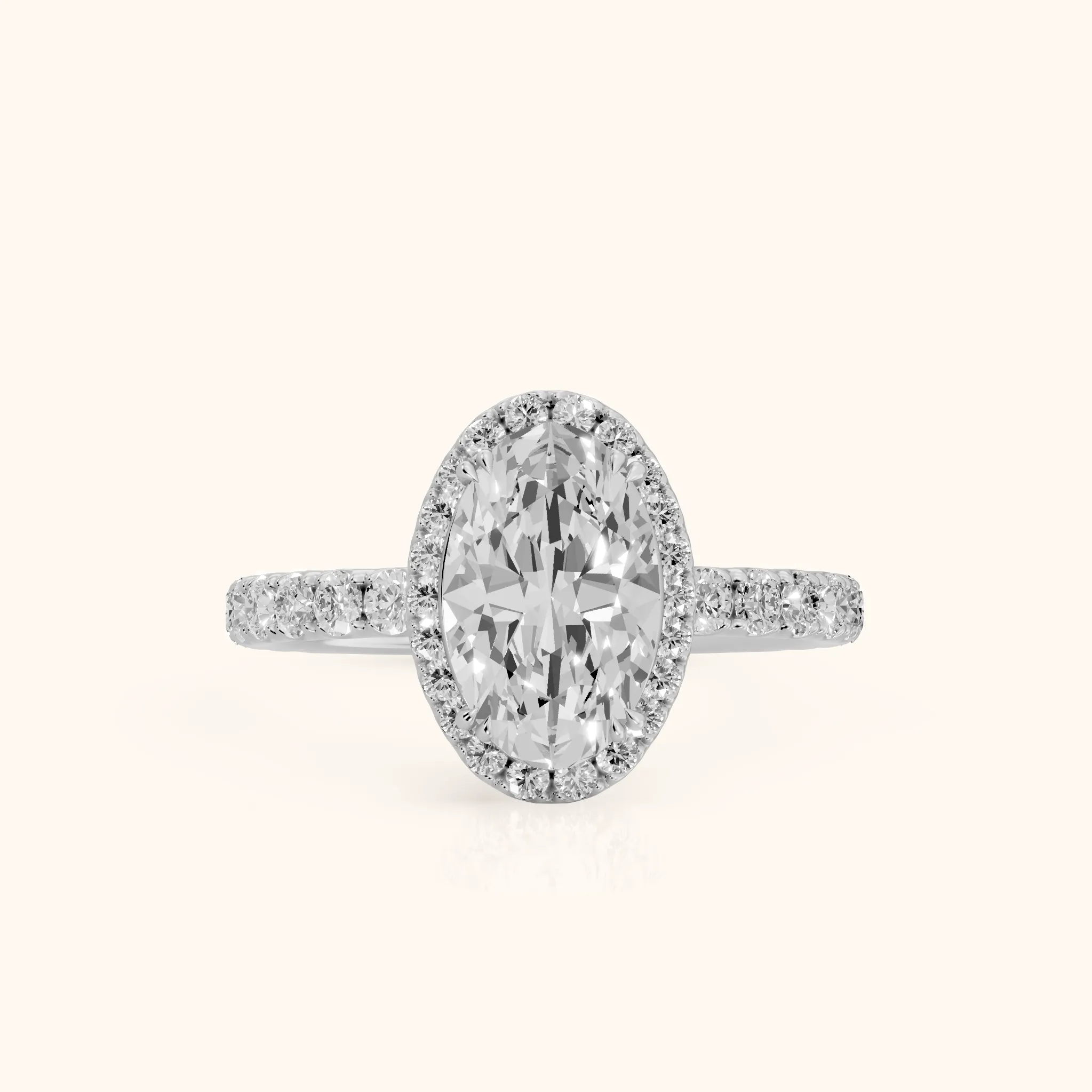 Chloe Halo Pavé Oval Diamond Ring in Silver — view 1