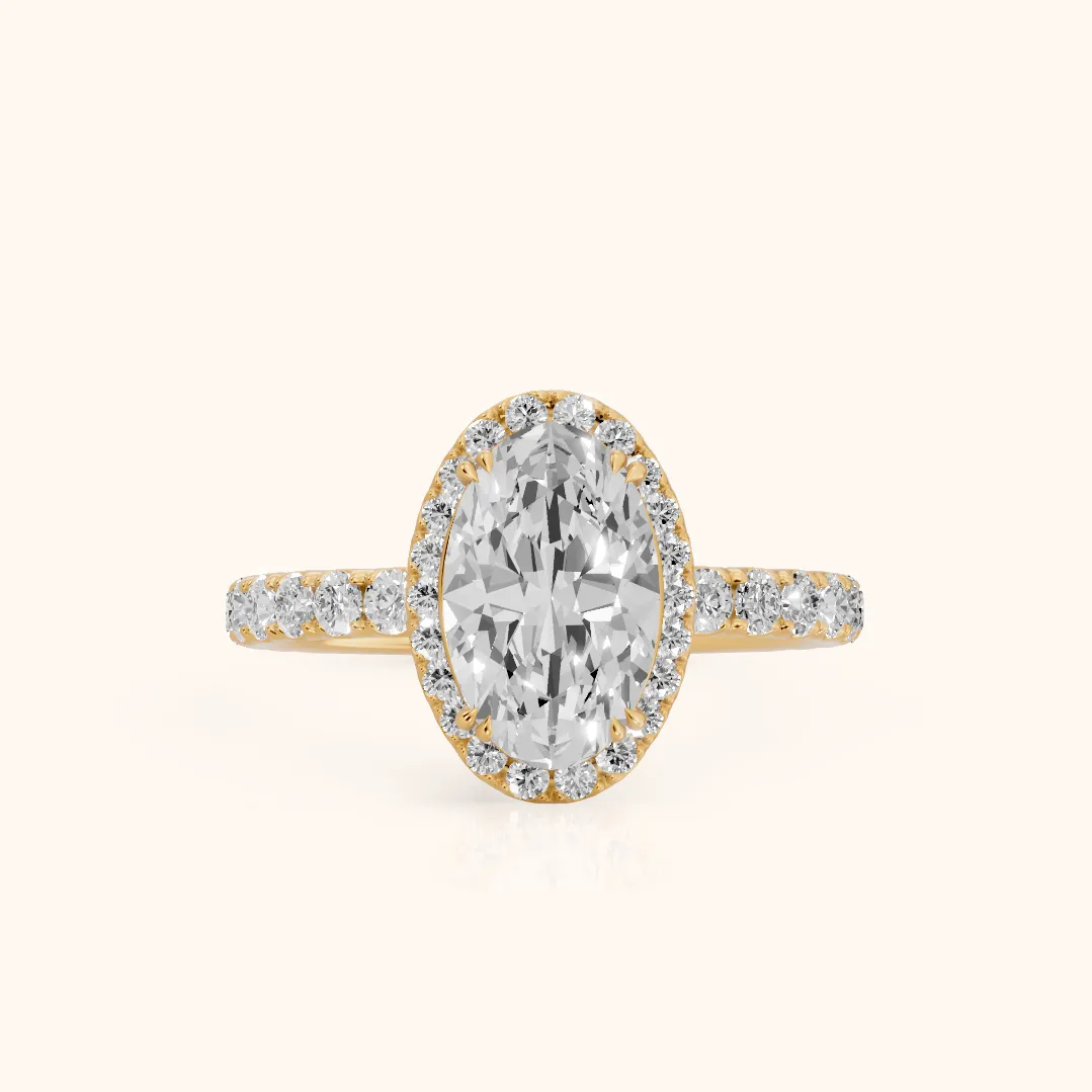 Chloe Halo Pavé Oval Diamond Ring in Yellow Gold — view 2