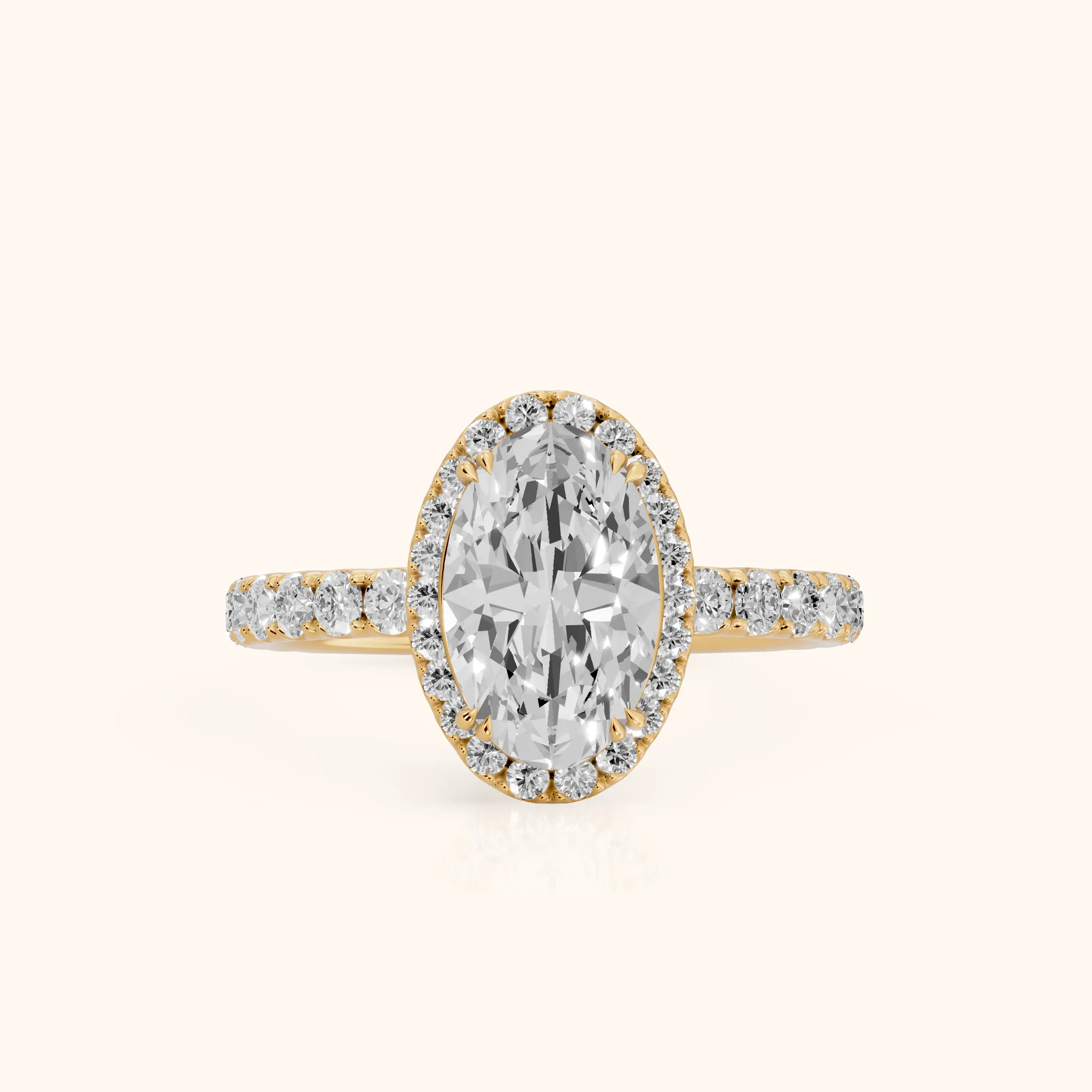 Chloe Halo Pavé Oval Diamond Ring in Yellow Gold — view 1