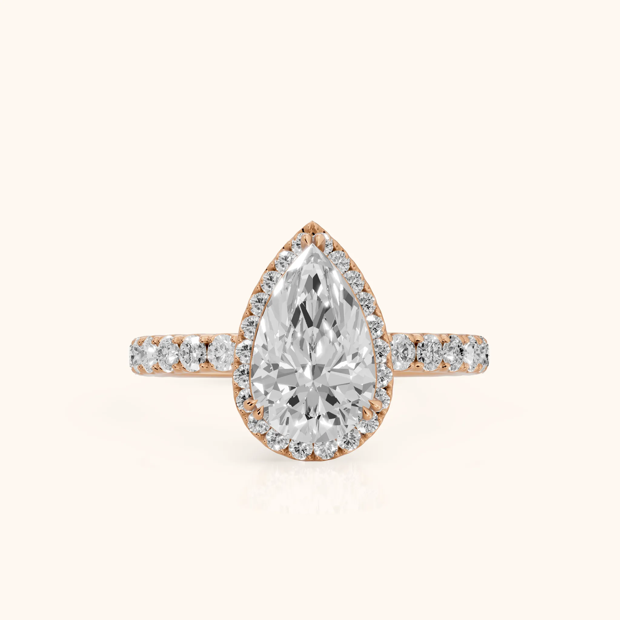 Chloe Halo Pavé Pear Diamond Ring in Rose Gold — view 1