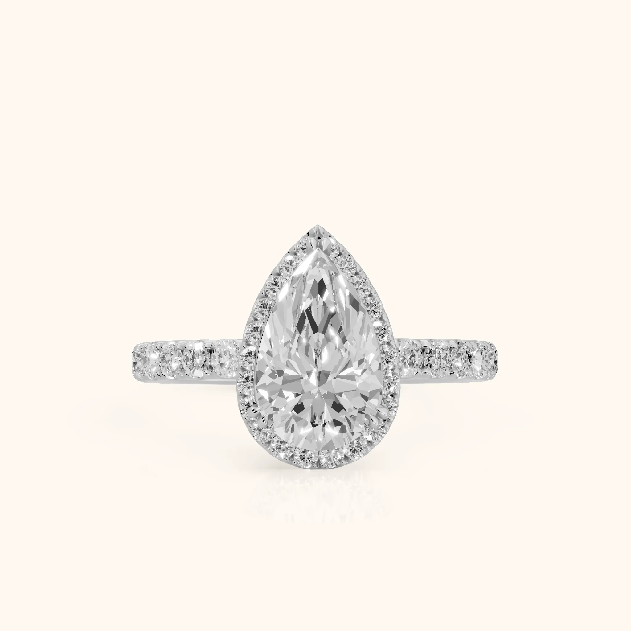 Chloe Halo Pavé Pear Diamond Ring in Silver — view 1
