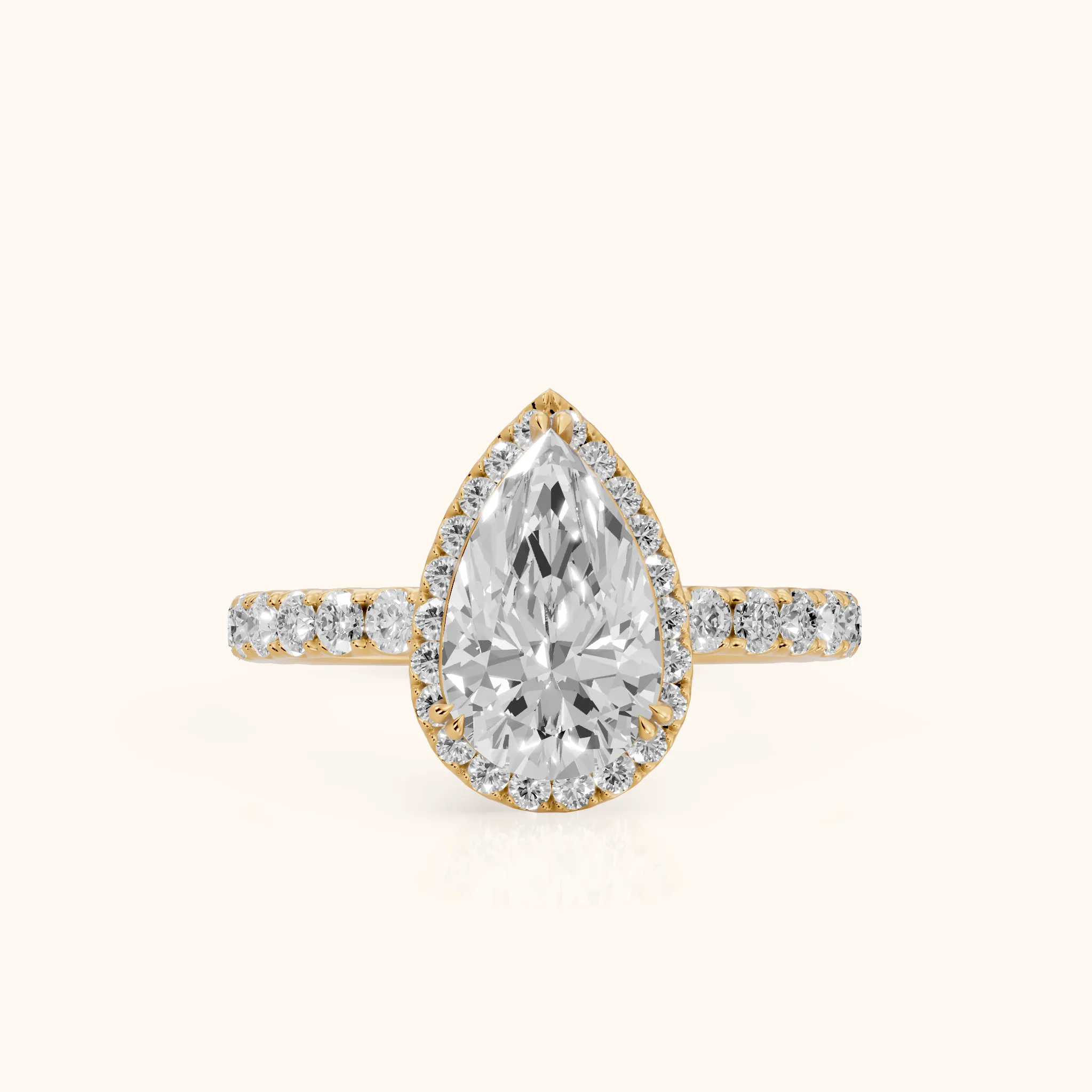 Chloe Halo Pavé Pear Diamond Ring in Yellow Gold — view 1