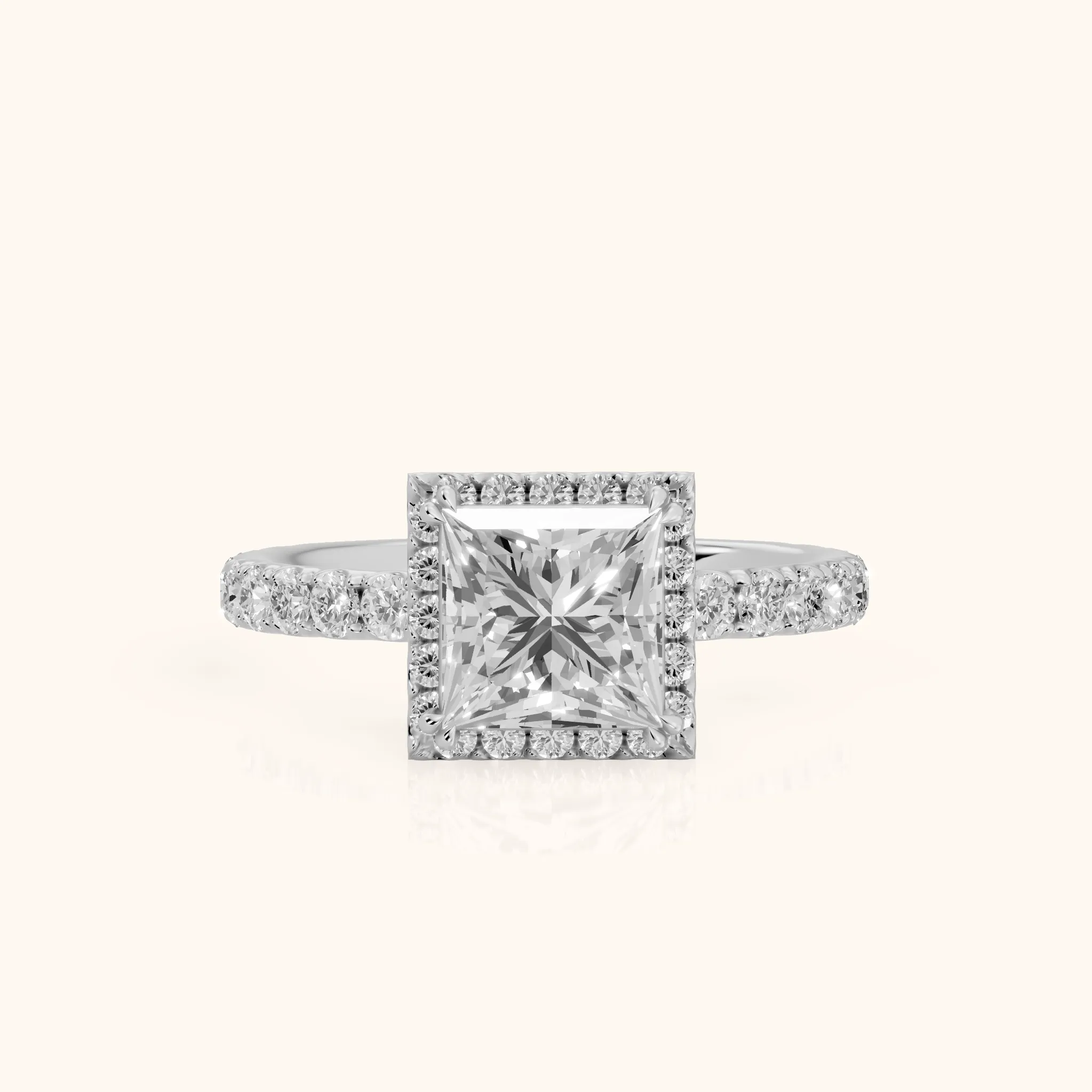 Chloe Halo Pavé Princess Diamond Ring in Platinum — view 1