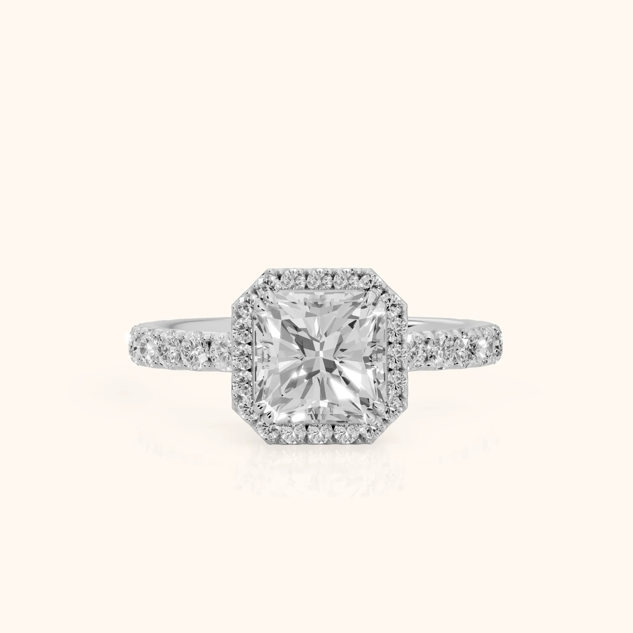 Chloe Halo Pavé Radiant Diamond Ring in Silver — view 1