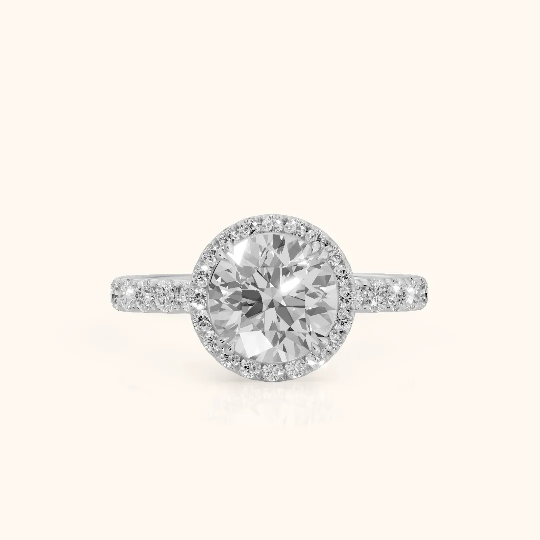 Chloe Halo Pavé Round Diamond Ring in Silver — view 2