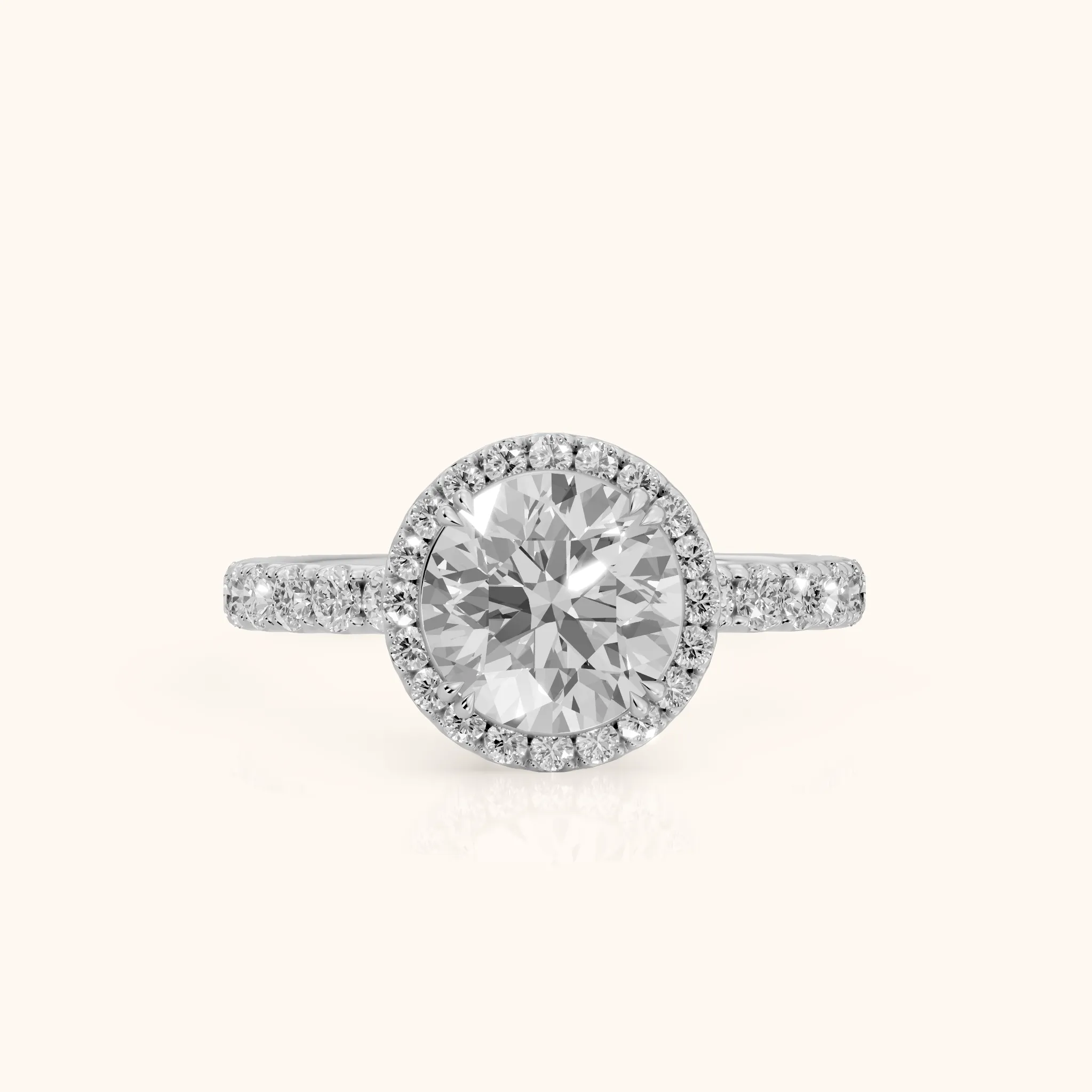 Chloe Halo Pavé Round Diamond Ring in Silver — view 1