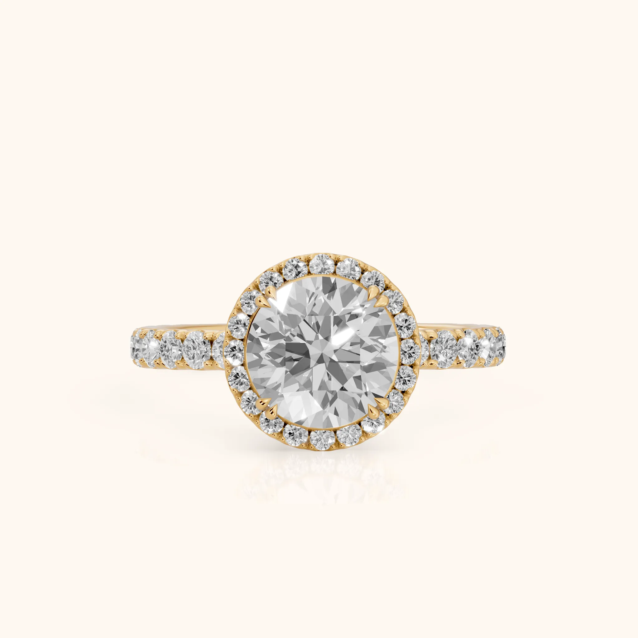 Chloe Halo Pavé Round Diamond Ring in Yellow Gold — view 1