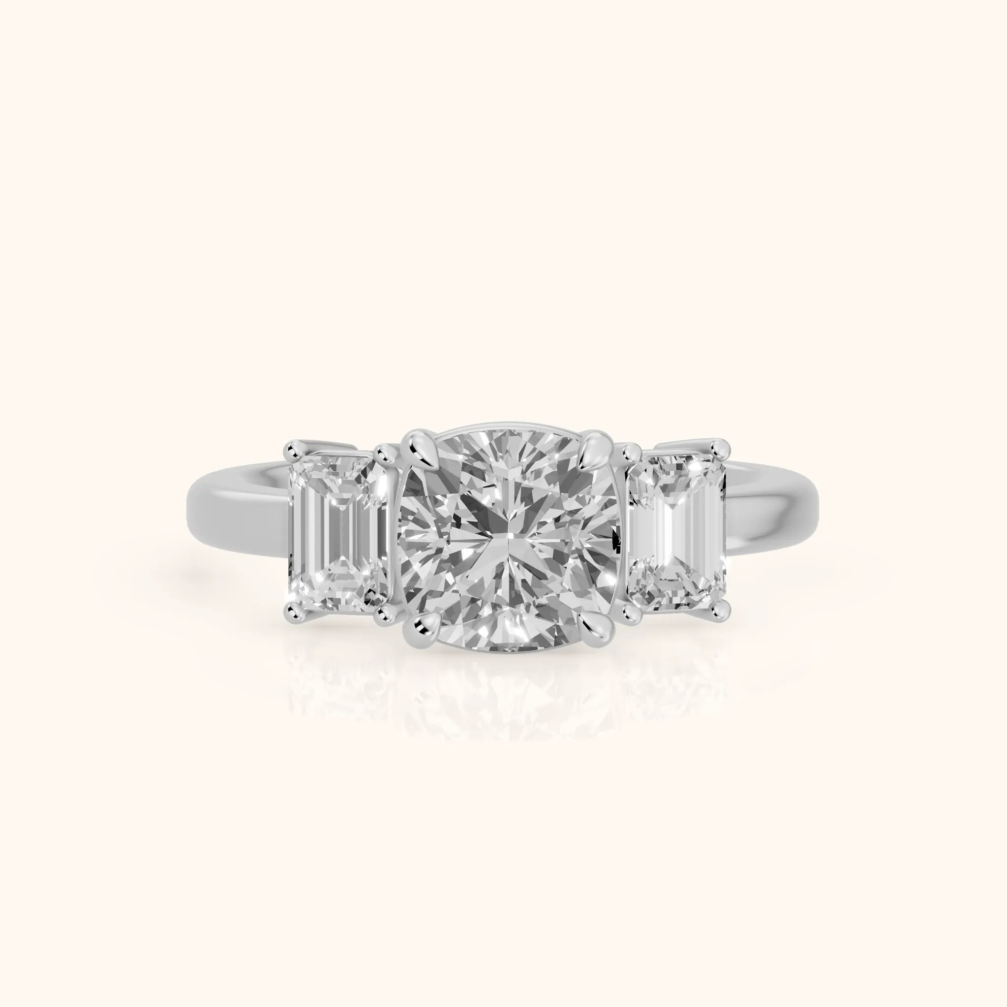 Zoe Three-Stone Cushion Diamond Ring in Silver — view 1