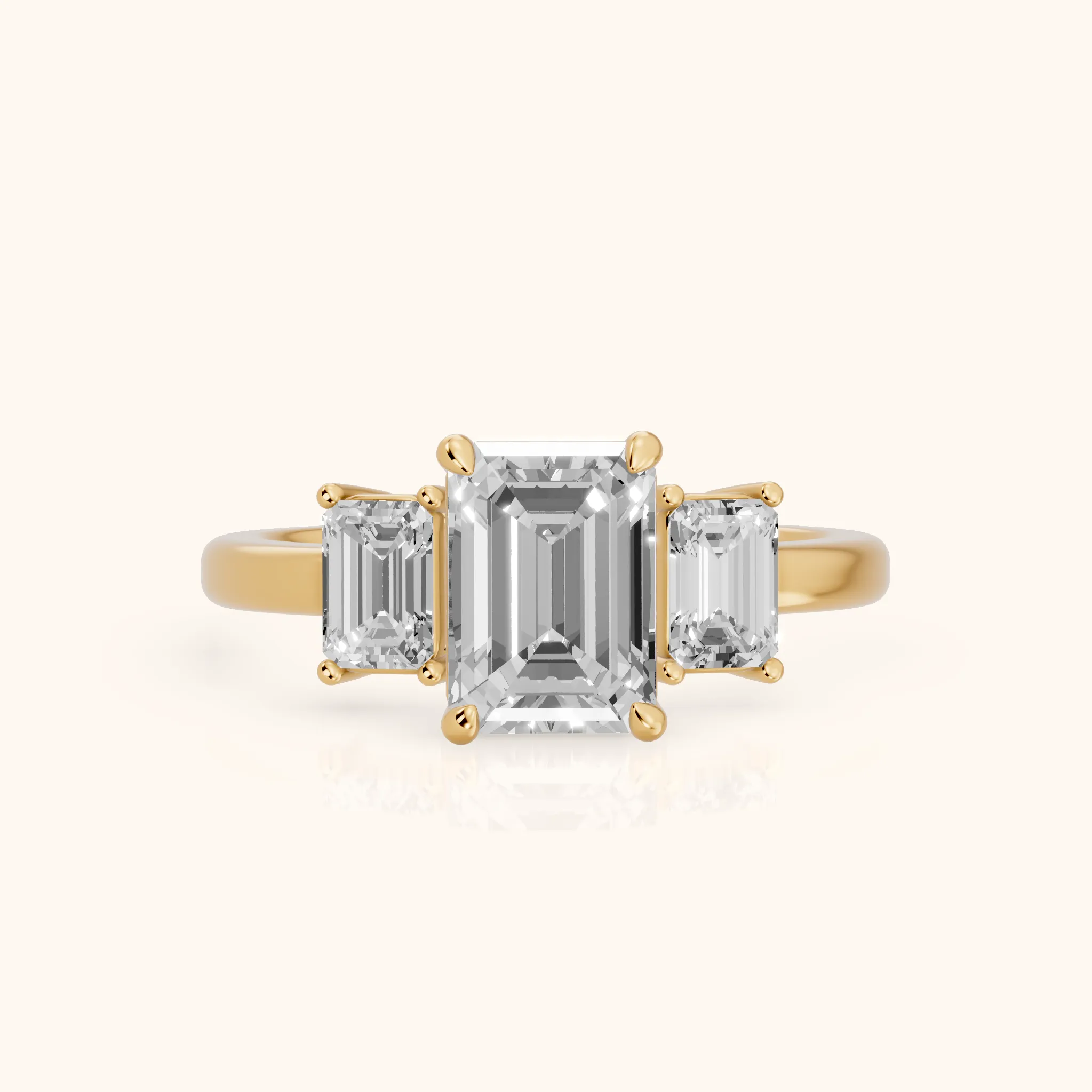 Zoe Three-Stone Emerald Diamond Ring in Yellow Gold — view 1