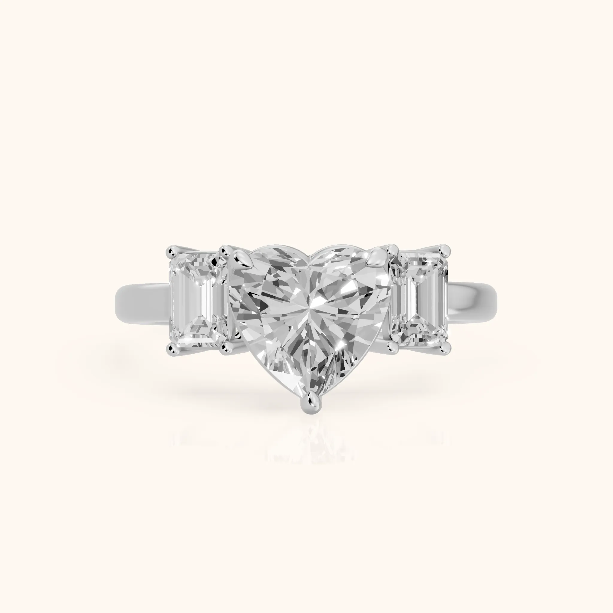 Zoe Three-Stone Heart Diamond Ring in Silver — view 1