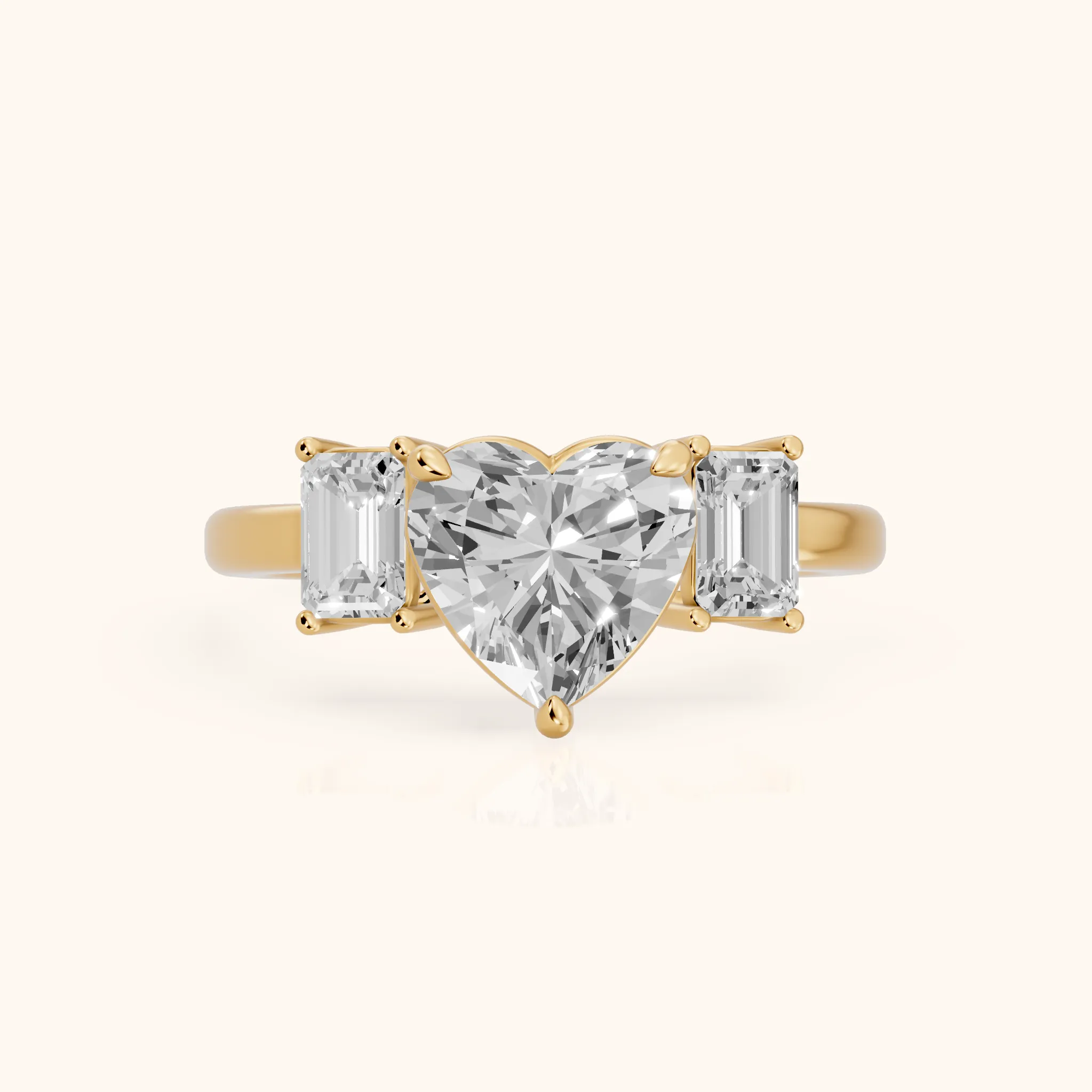 Zoe Three-Stone Heart Diamond Ring in Yellow Gold — view 1