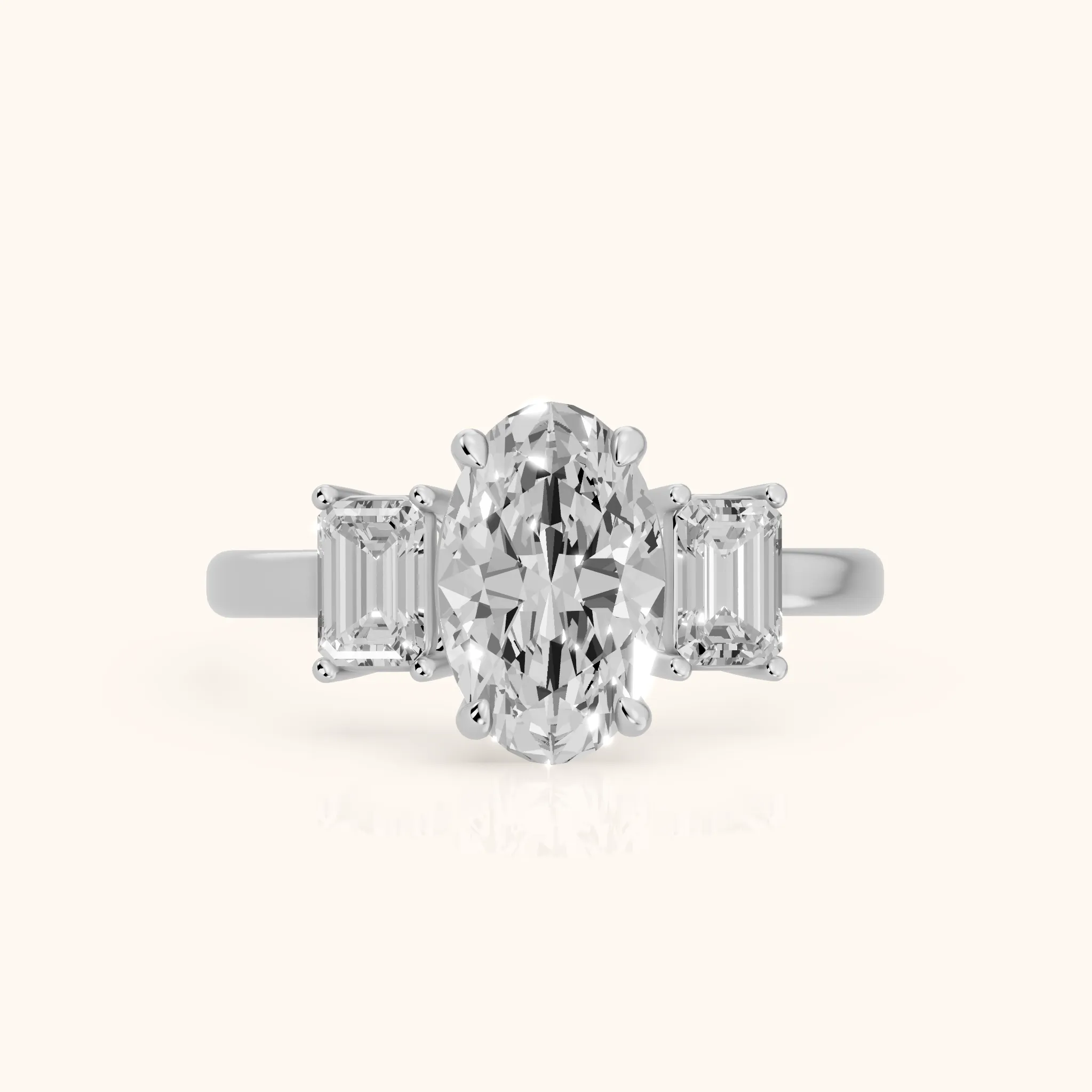 Zoe Three-Stone Oval Diamond Ring in Silver — view 1
