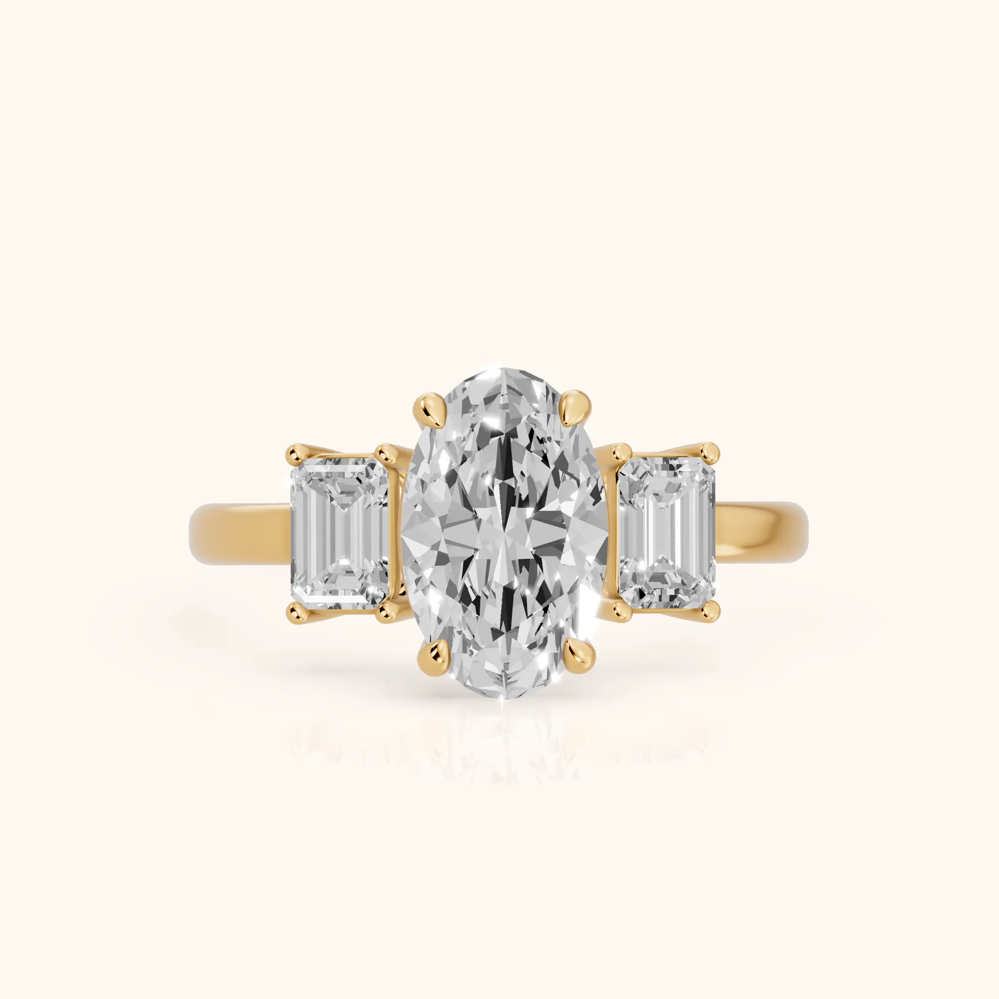 Zoe Three-Stone Oval Diamond Ring in Yellow Gold — view 1
