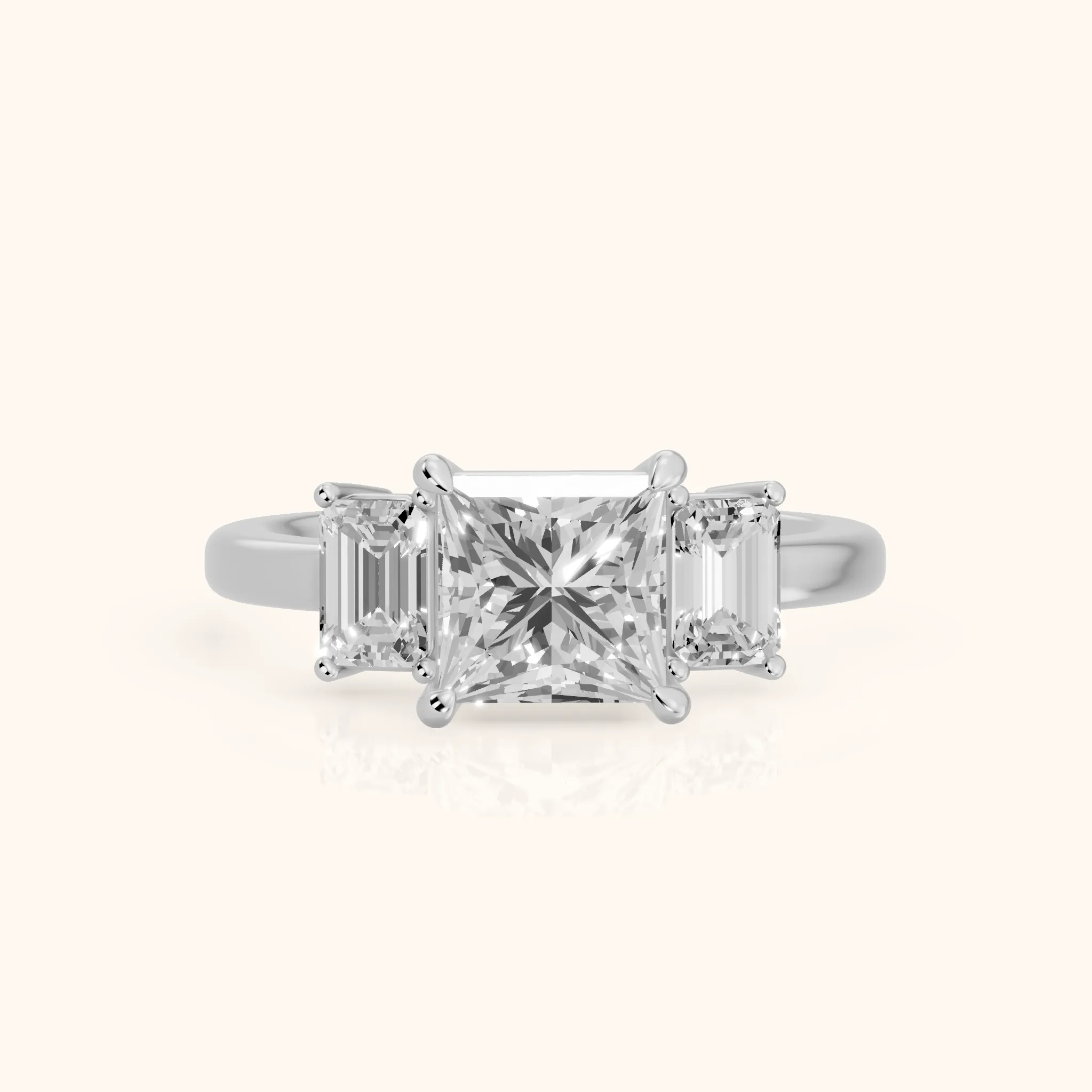 Zoe Three-Stone Princess Diamond Ring in Silver — view 1