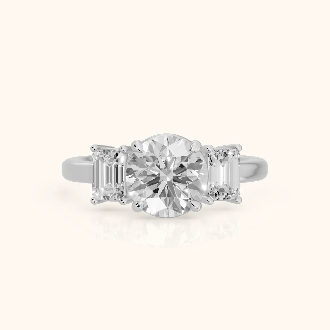 Zoe Three-Stone Round Diamond Ring in Silver — view 2