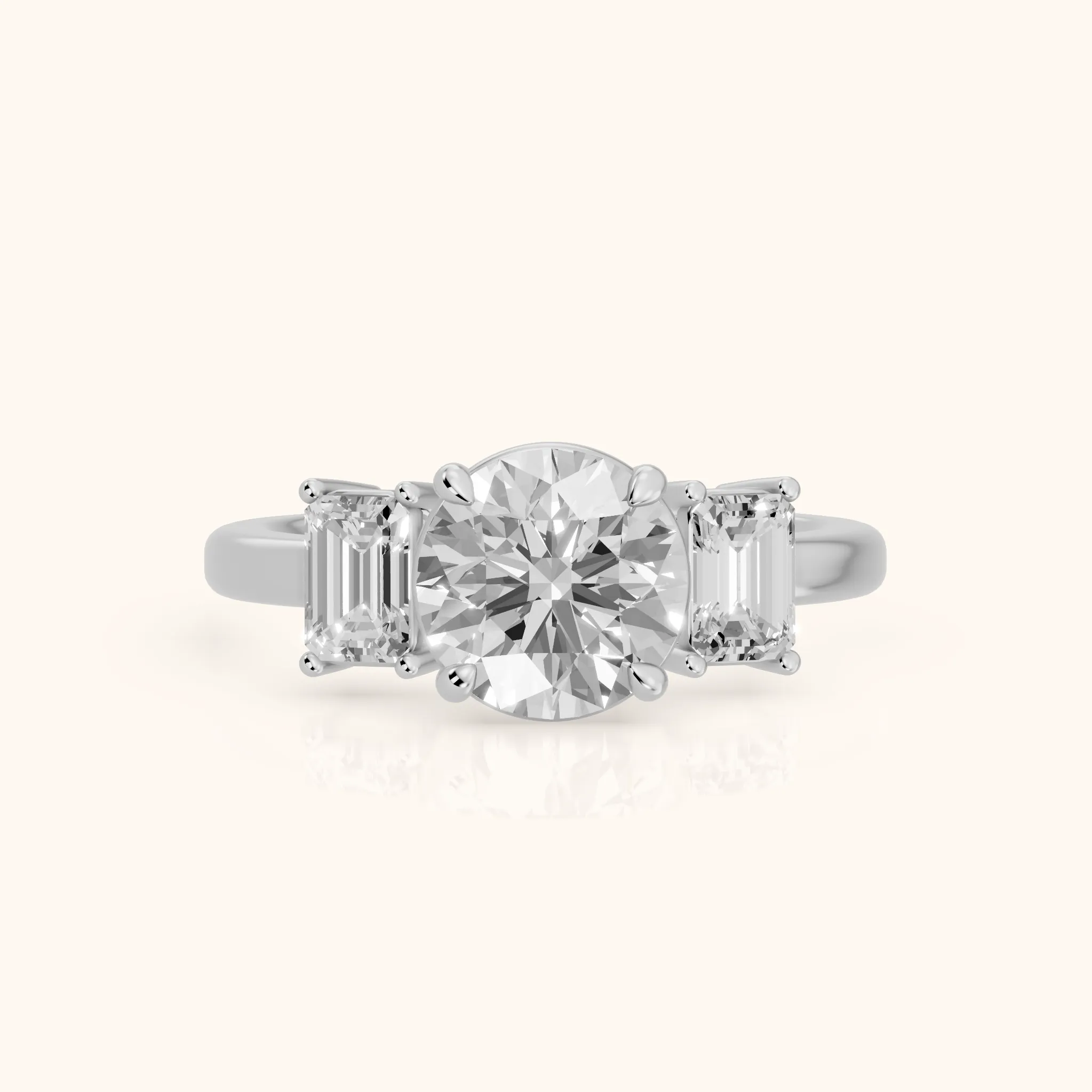 Zoe Three-Stone Round Diamond Ring in Silver — view 1