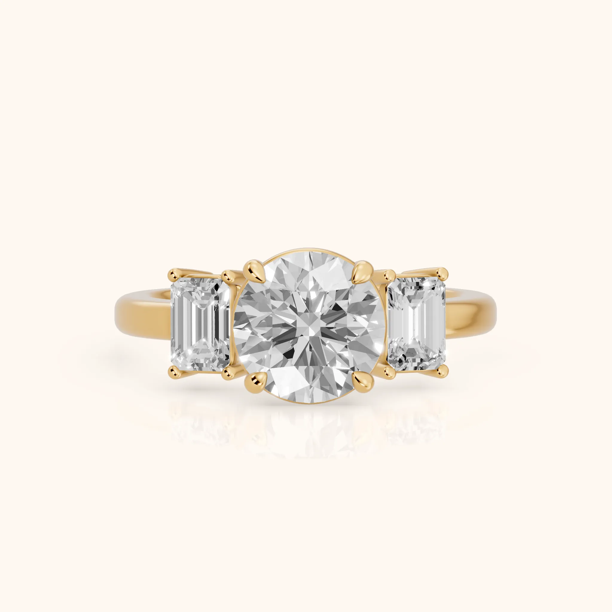 Zoe Three-Stone Round Diamond Ring in Yellow Gold — view 1