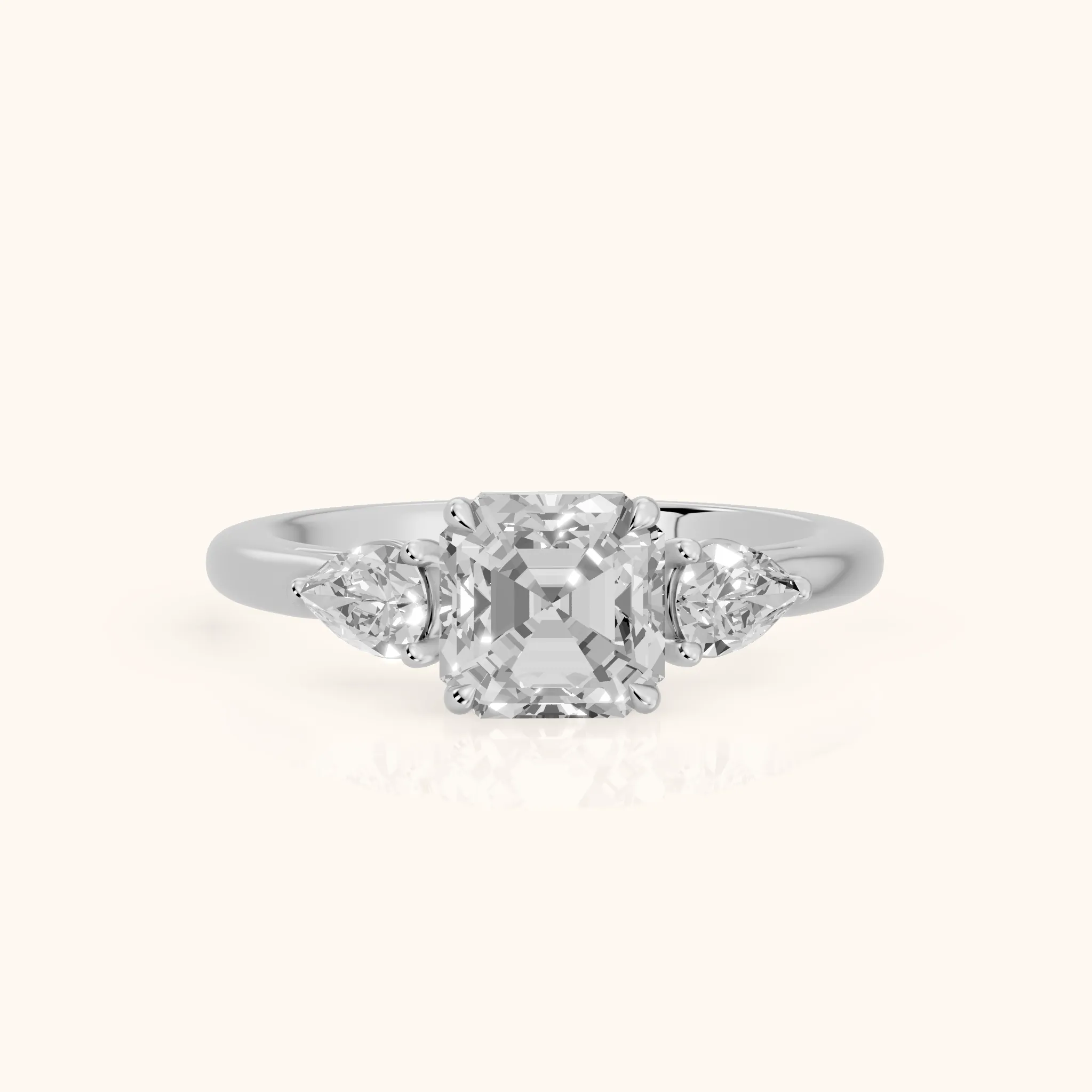 Phoebe Three-Stone Asscher Diamond Ring in Silver — view 1