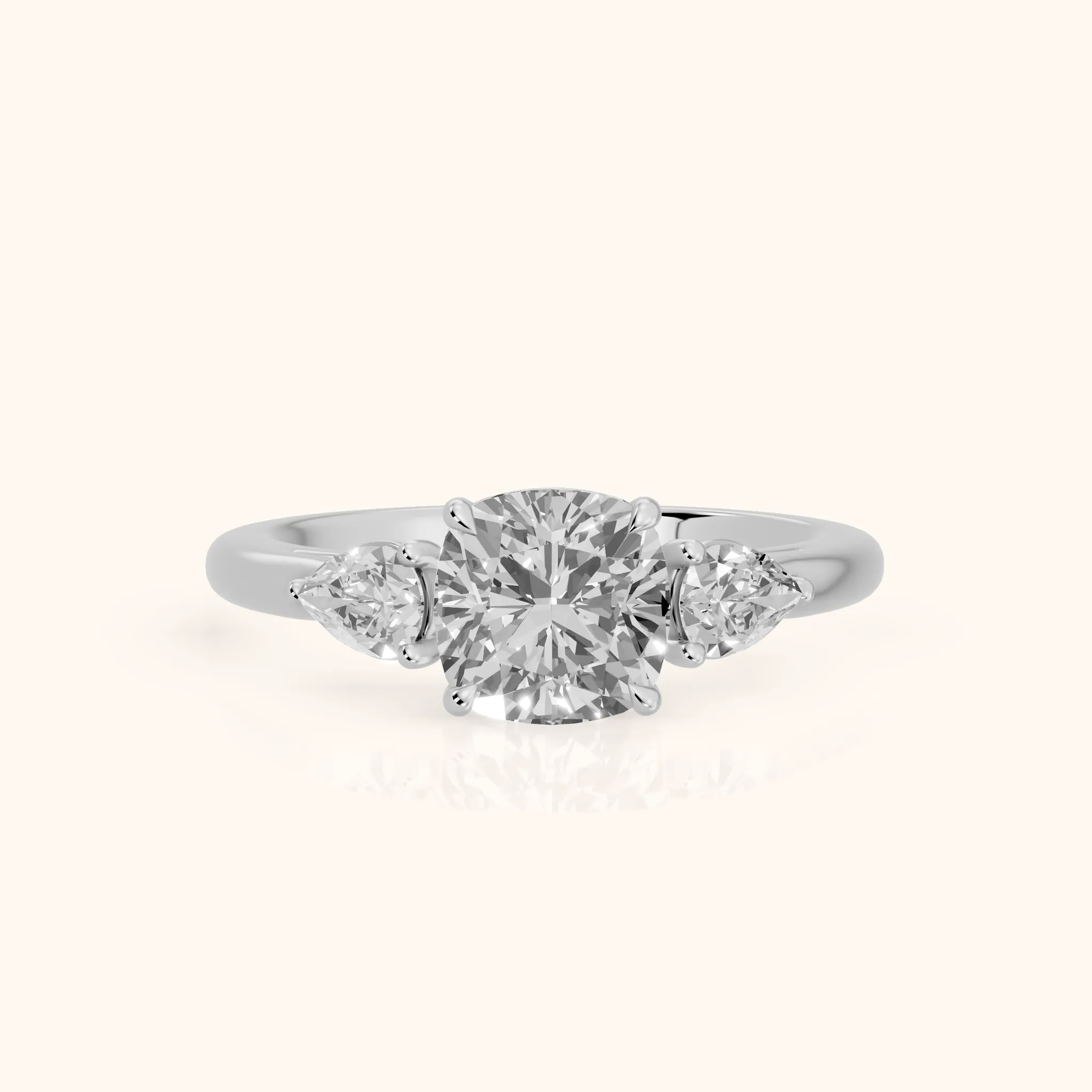 Phoebe Three-Stone Cushion Diamond Ring in Silver — view 1