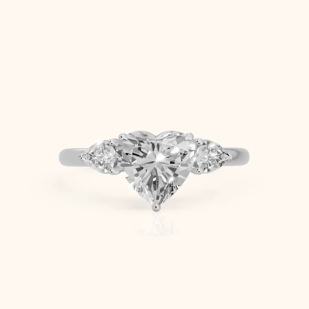 Phoebe Three-Stone Heart Diamond Ring in Silver — view 2