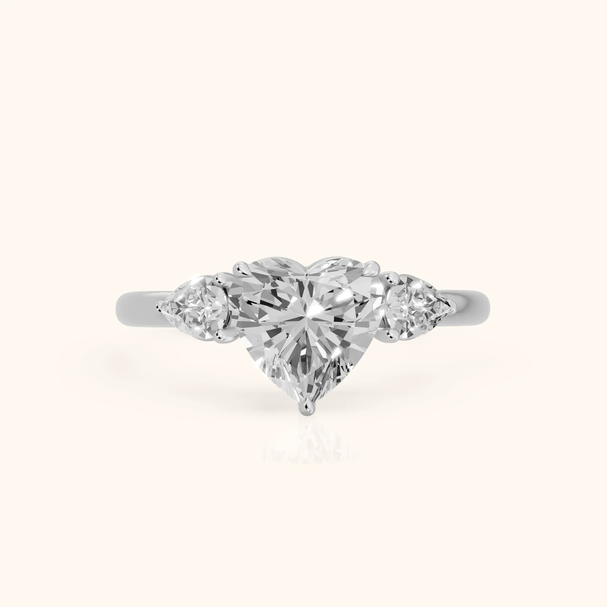 Phoebe Three-Stone Heart Diamond Ring in Silver — view 1