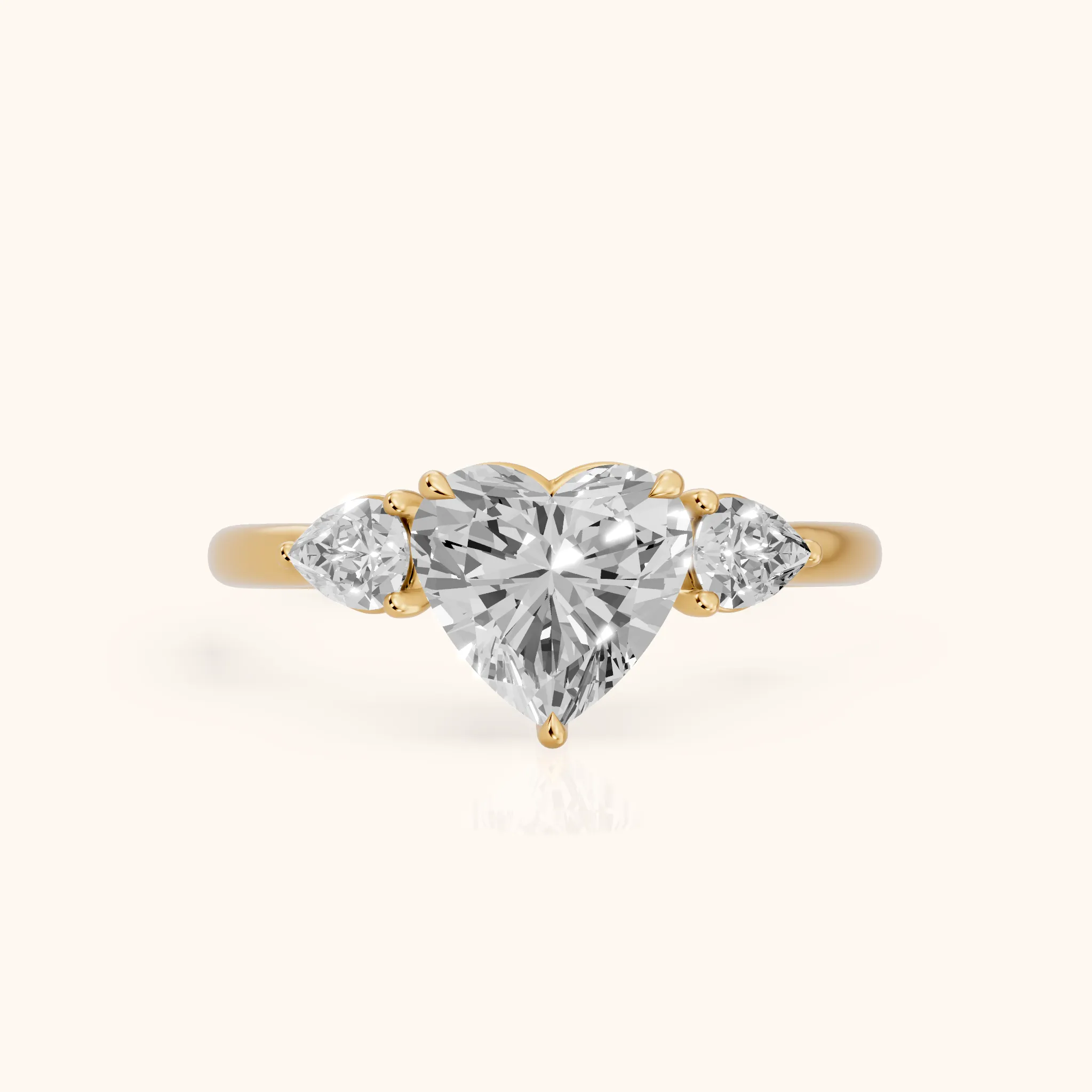 Phoebe Three-Stone Heart Diamond Ring in Yellow Gold — view 1