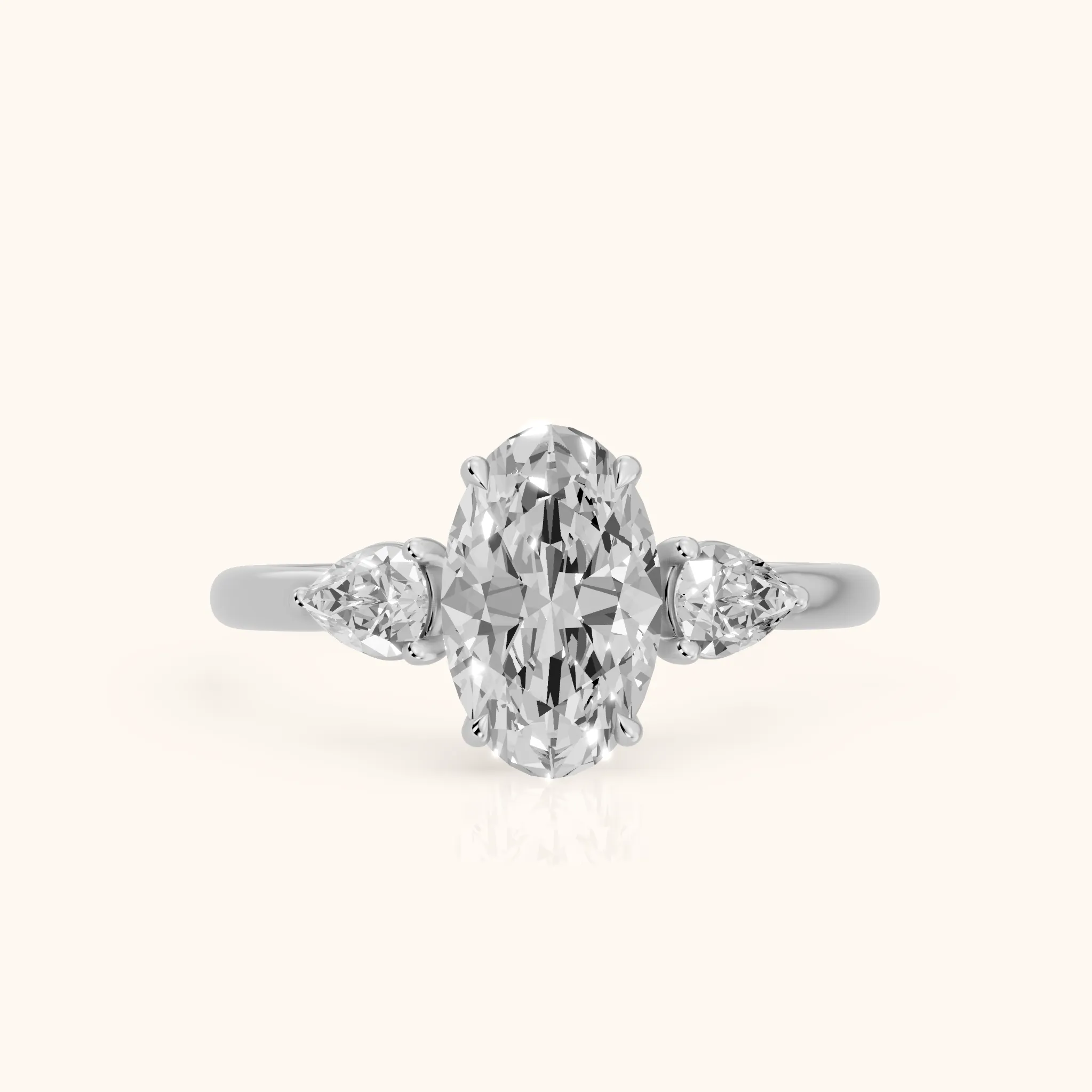 Phoebe Three-Stone Oval Diamond Ring in Silver — view 1