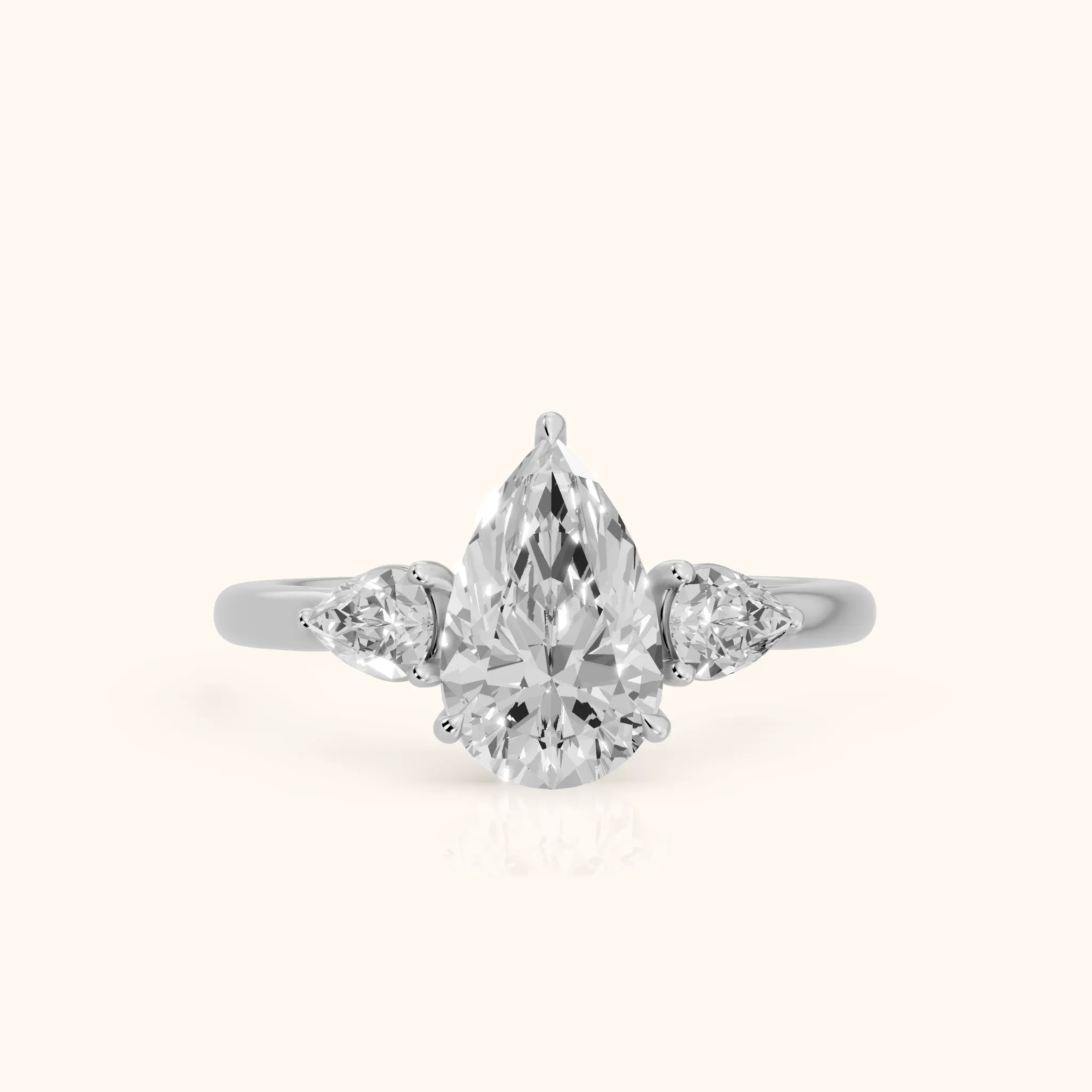 Phoebe Three-Stone Pear Diamond Ring in Silver — view 1