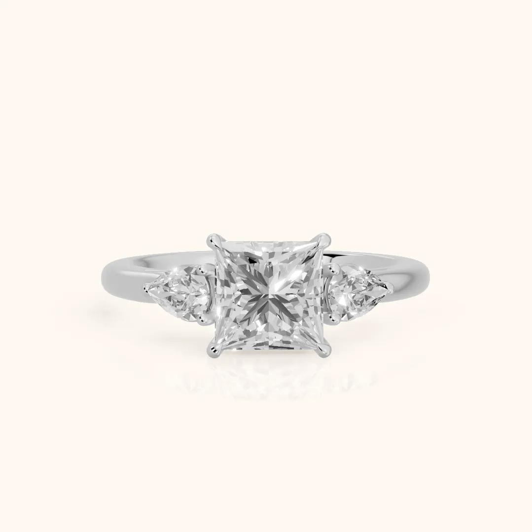 Phoebe Three-Stone Princess Diamond Ring in Silver — view 2