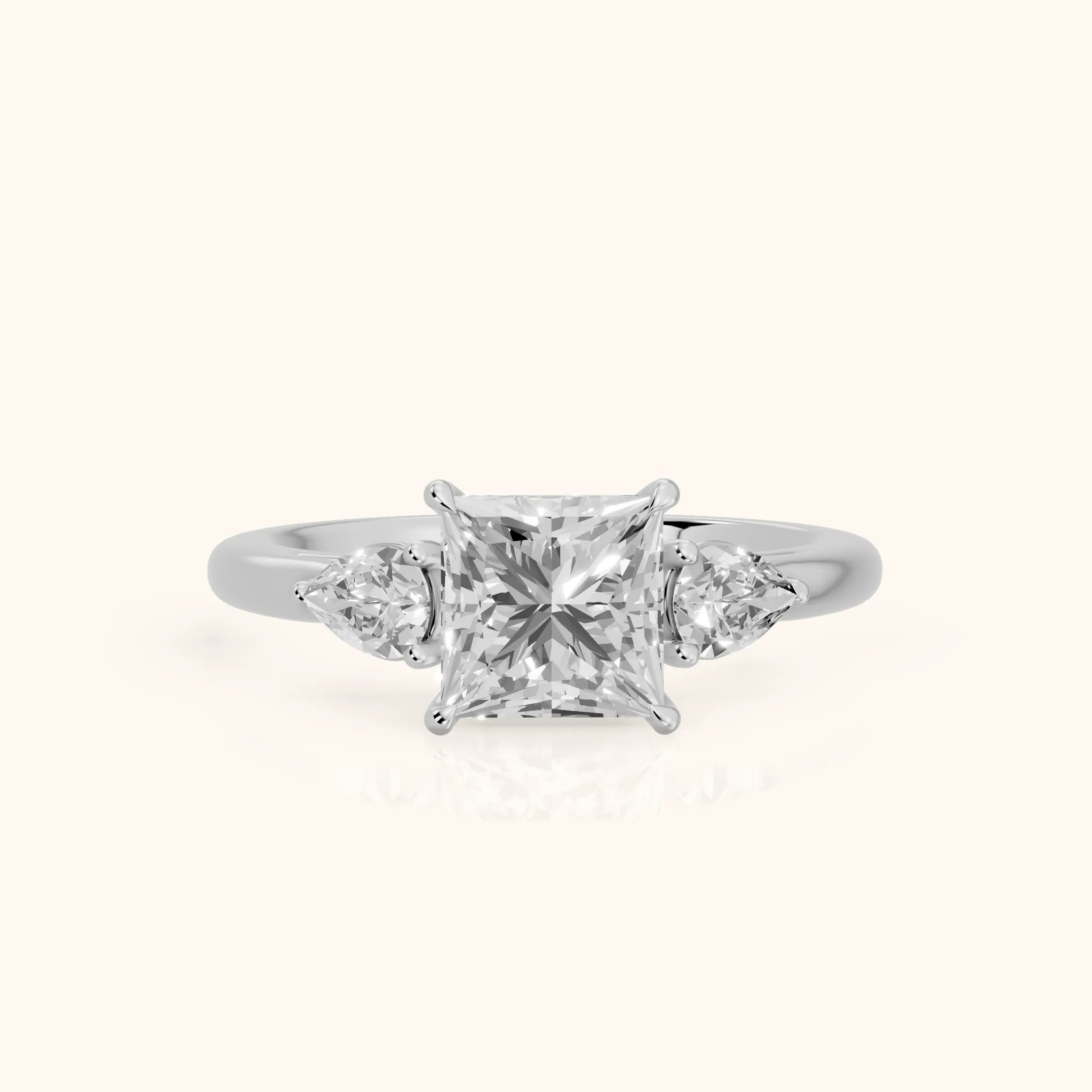 Phoebe Three-Stone Princess Diamond Ring in Silver — view 1