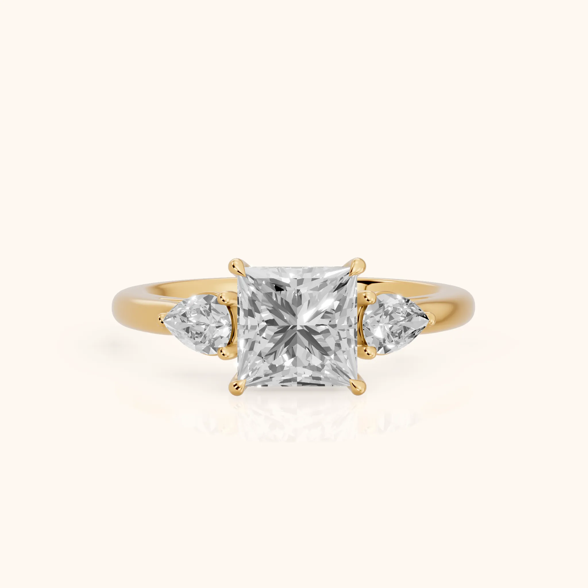 Phoebe Three-Stone Princess Diamond Ring in Yellow Gold — view 1