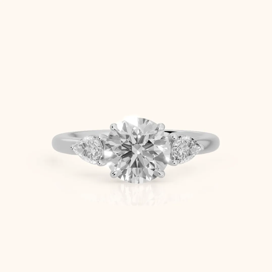 Phoebe Three-Stone Round Diamond Ring in Silver — view 2