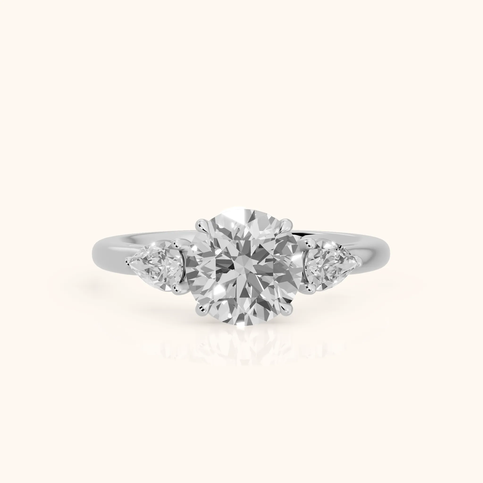 Phoebe Three-Stone Round Diamond Ring in Silver — view 1