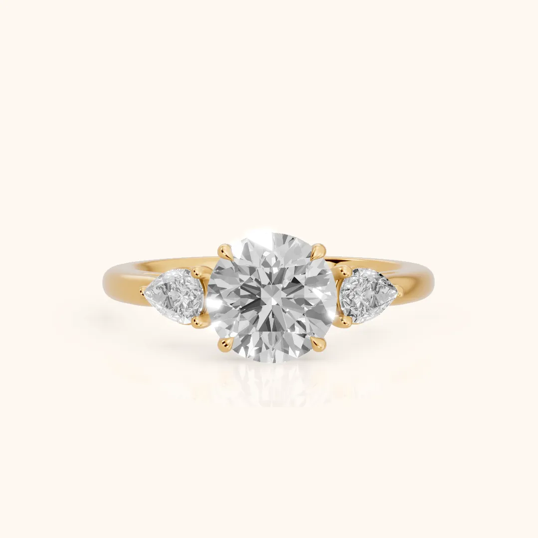 Phoebe Three-Stone Round Diamond Ring in Yellow Gold — view 2