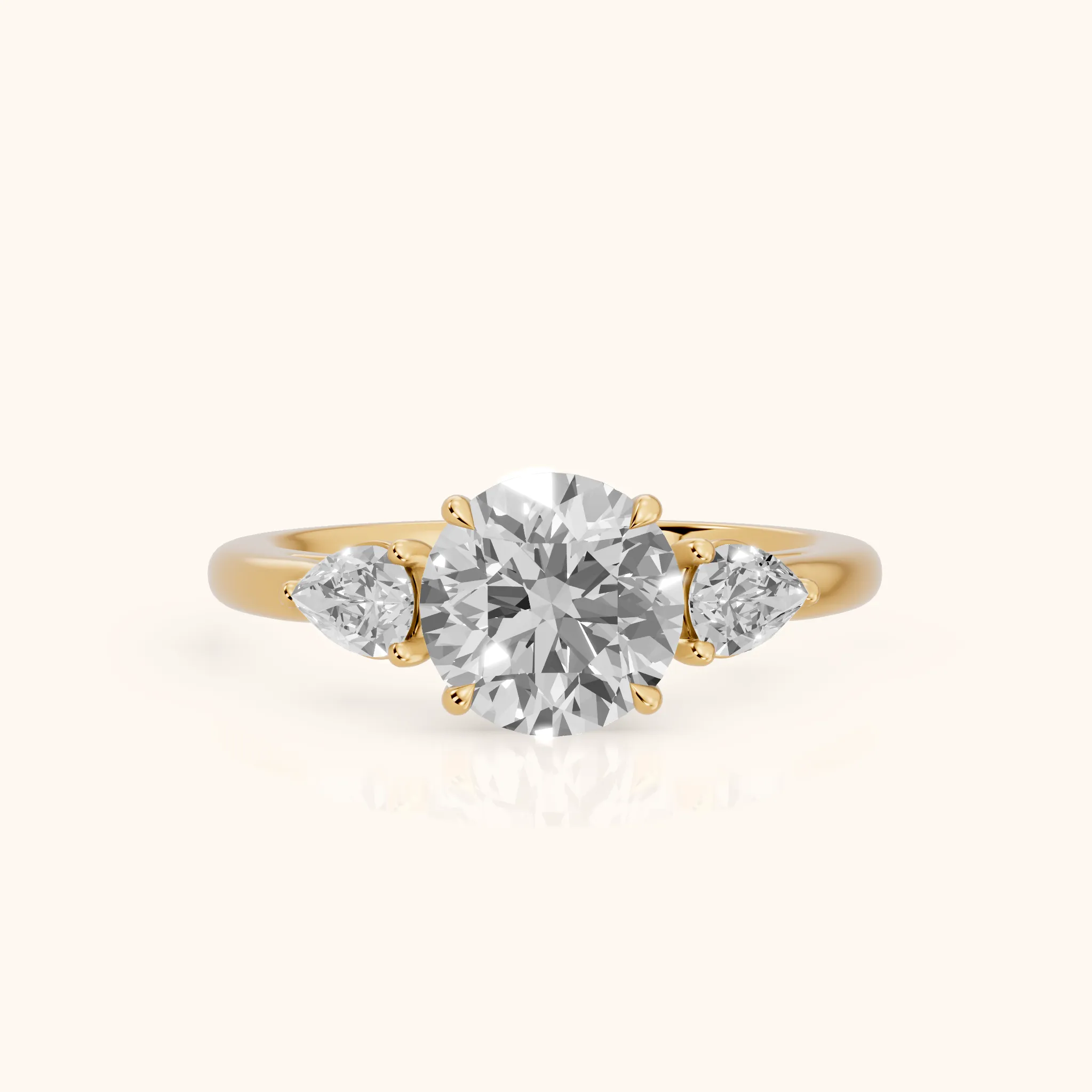 Phoebe Three-Stone Round Diamond Ring in Yellow Gold — view 1