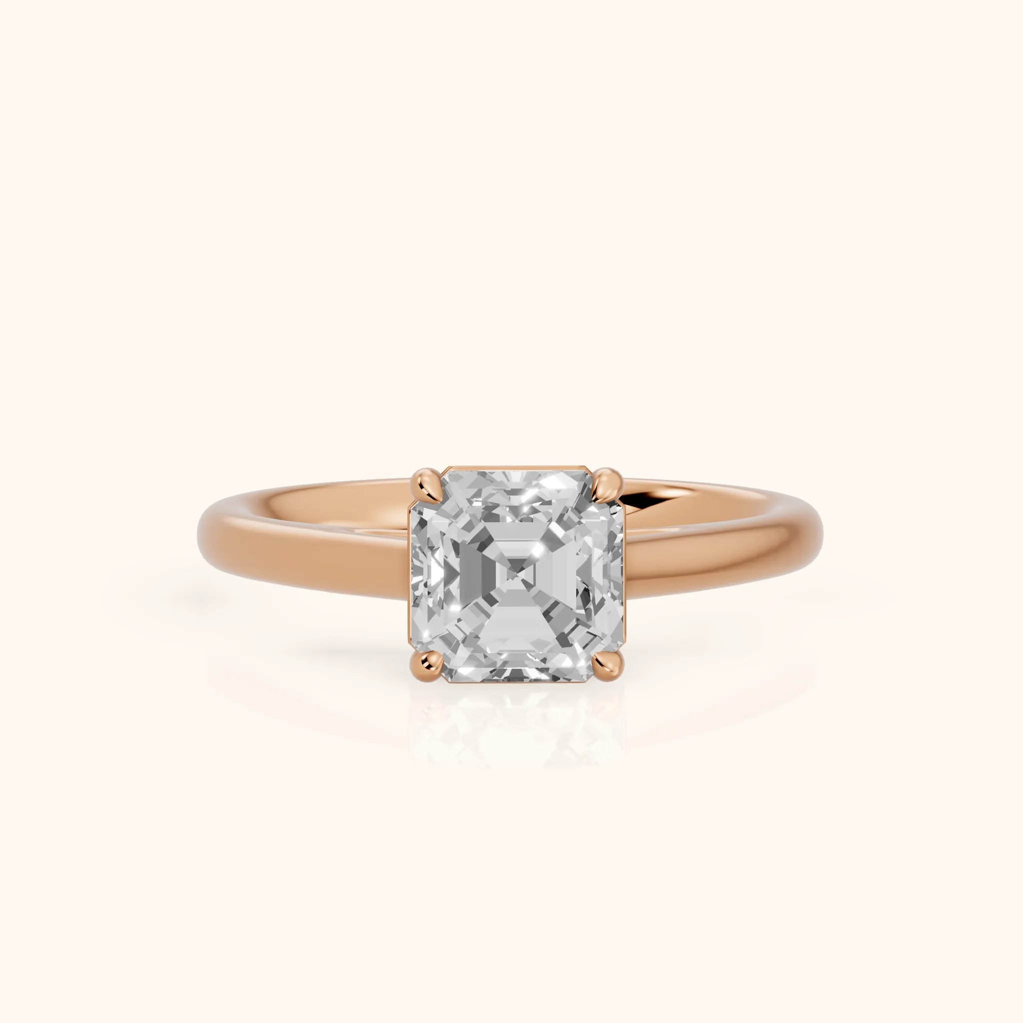 Sadie Cathedral Solitaire Asscher Diamond Ring in Rose Gold — view 1