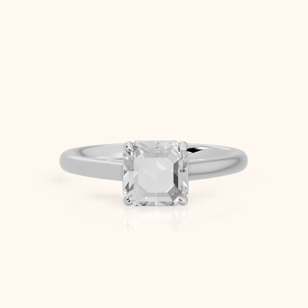Sadie Cathedral Solitaire Asscher Diamond Ring in Silver — view 2