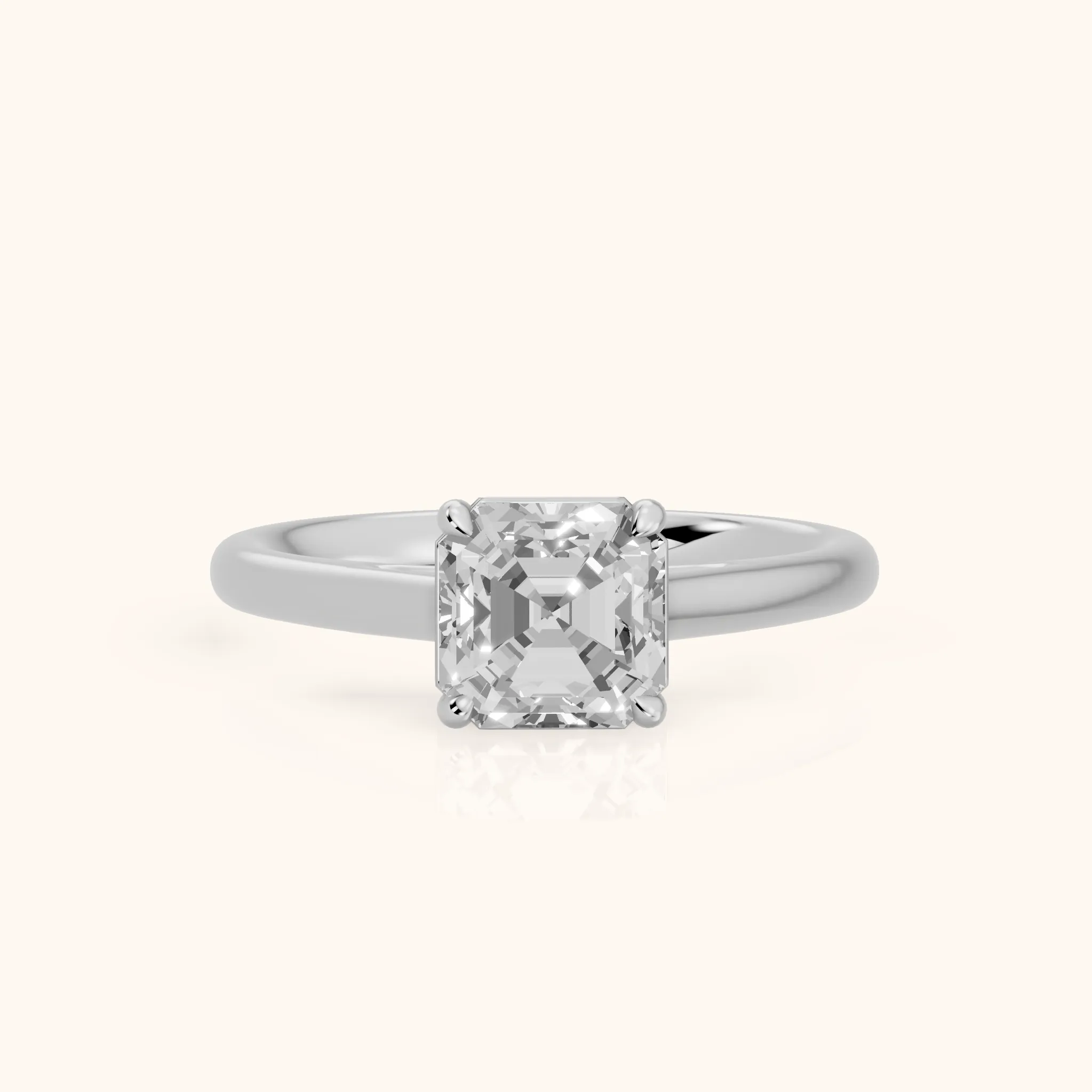 Sadie Cathedral Solitaire Asscher Diamond Ring in Silver — view 1