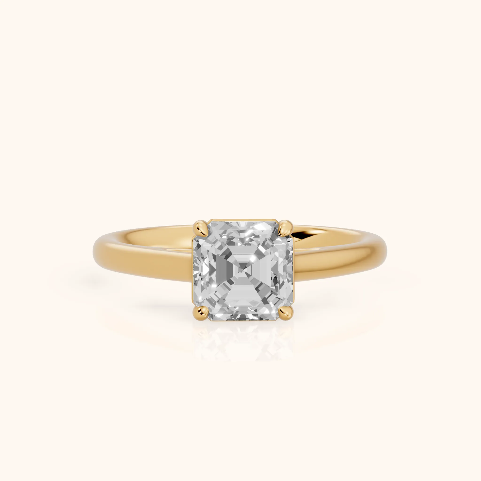 Sadie Cathedral Solitaire Asscher Diamond Ring in Yellow Gold — view 1