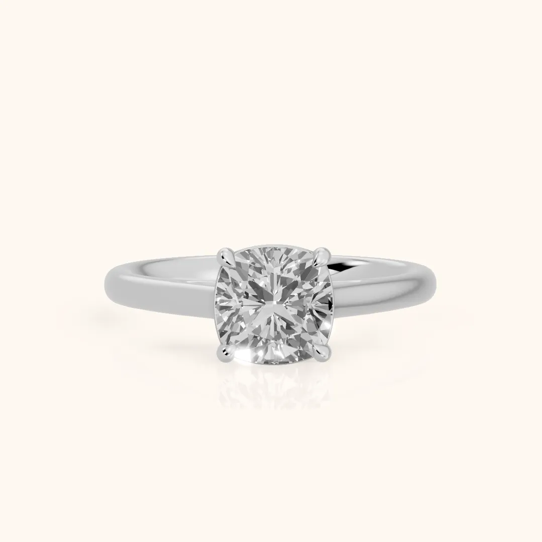 Sadie Cathedral Solitaire Cushion Diamond Ring in Silver — view 2