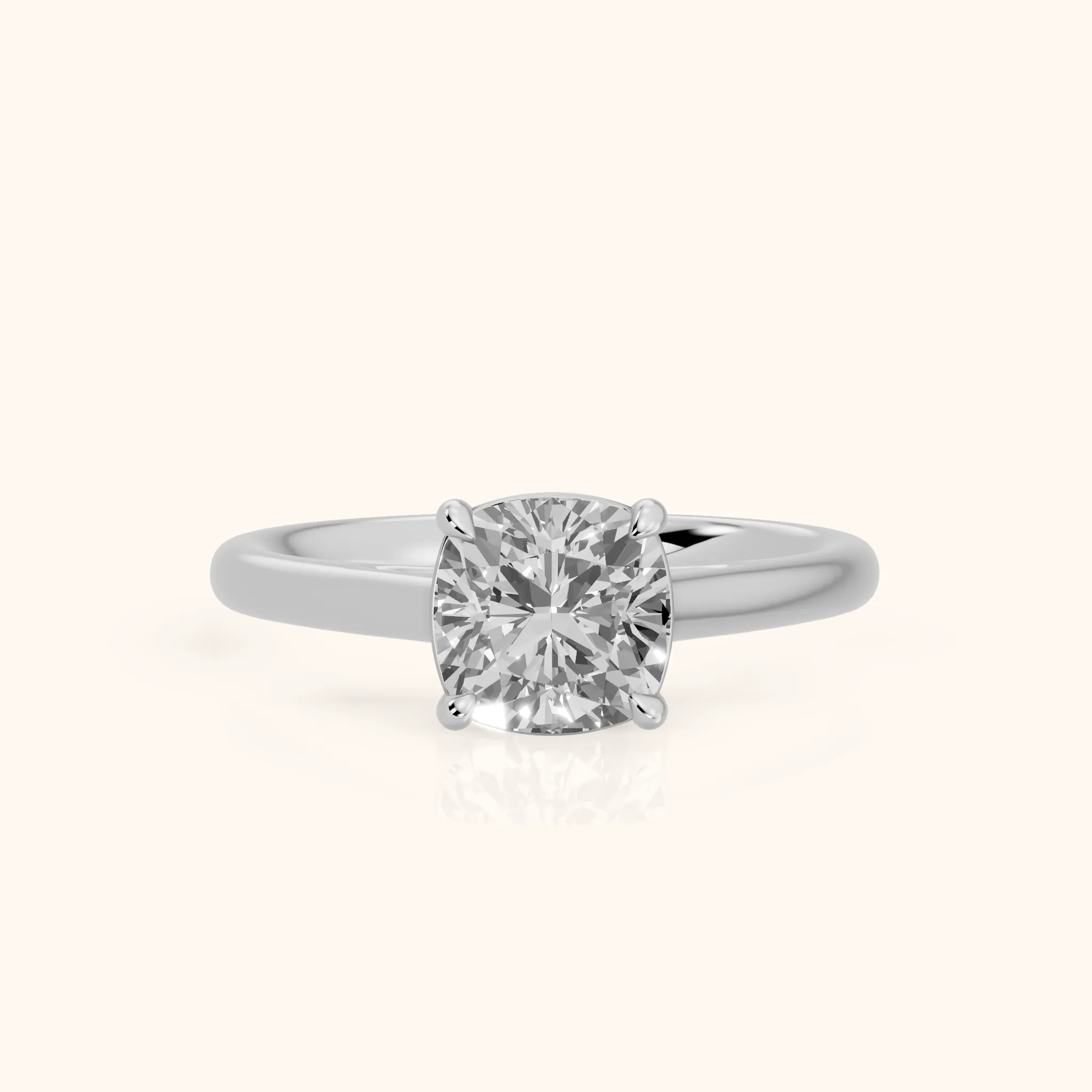 Sadie Cathedral Solitaire Cushion Diamond Ring in Silver — view 1
