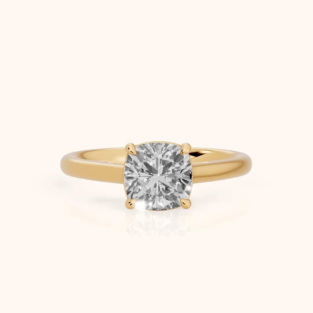 Sadie Cathedral Solitaire Cushion Diamond Ring in Yellow Gold — view 2