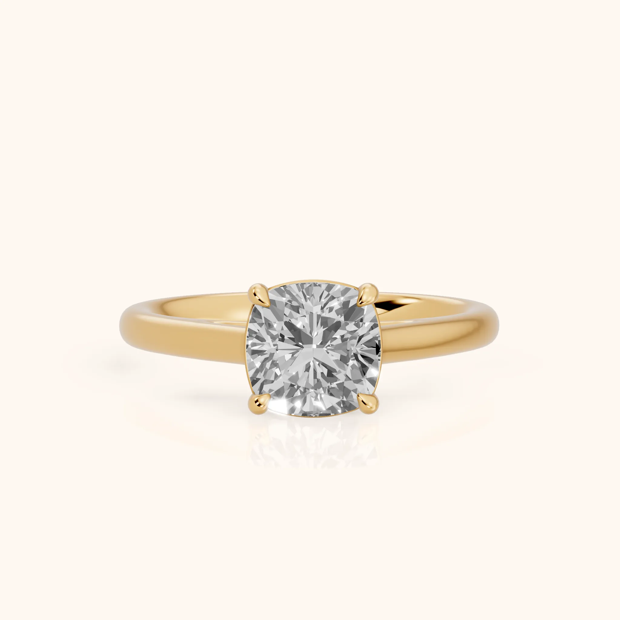 Sadie Cathedral Solitaire Cushion Diamond Ring in Yellow Gold — view 1