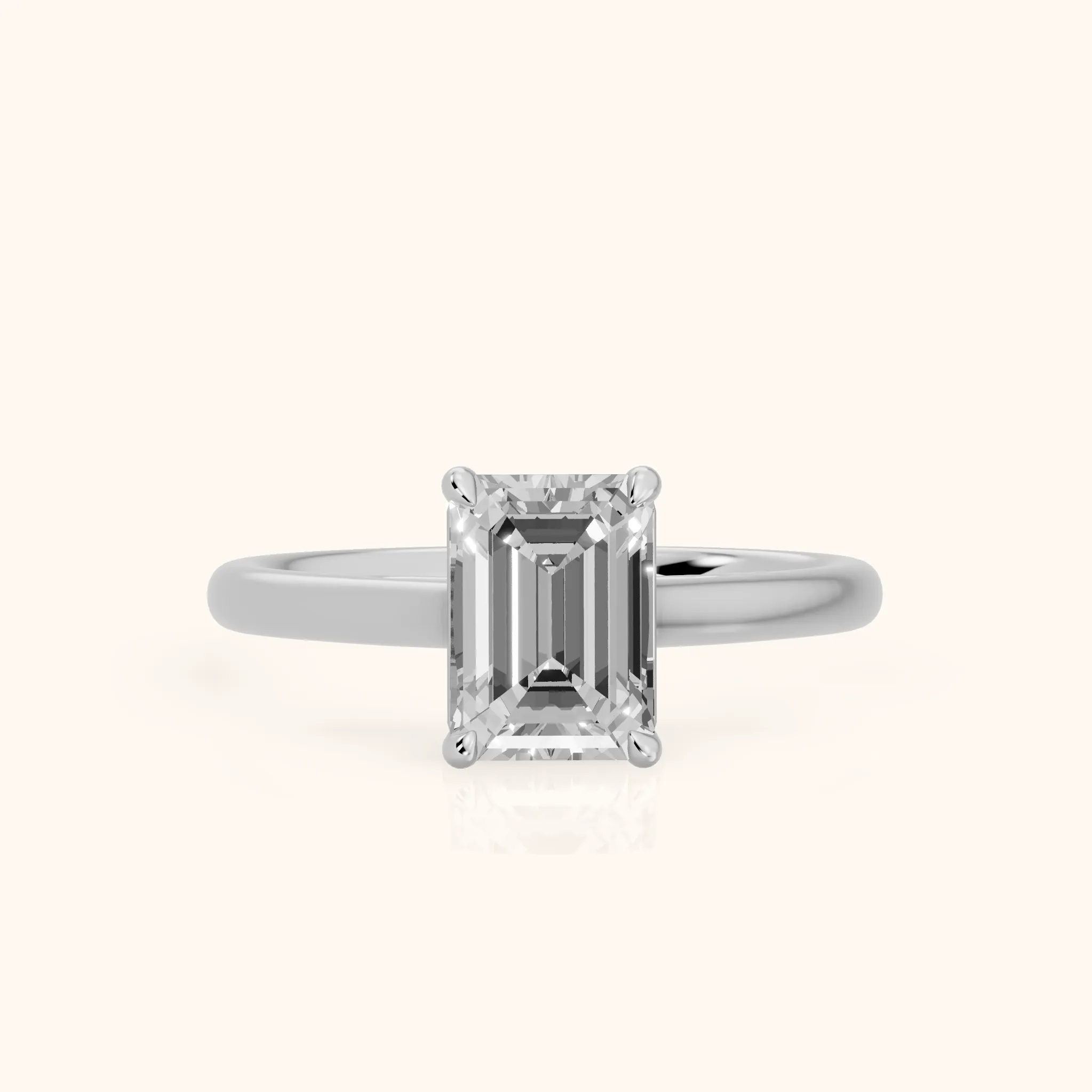 Sadie Cathedral Solitaire Emerald Diamond Ring in Silver — view 1