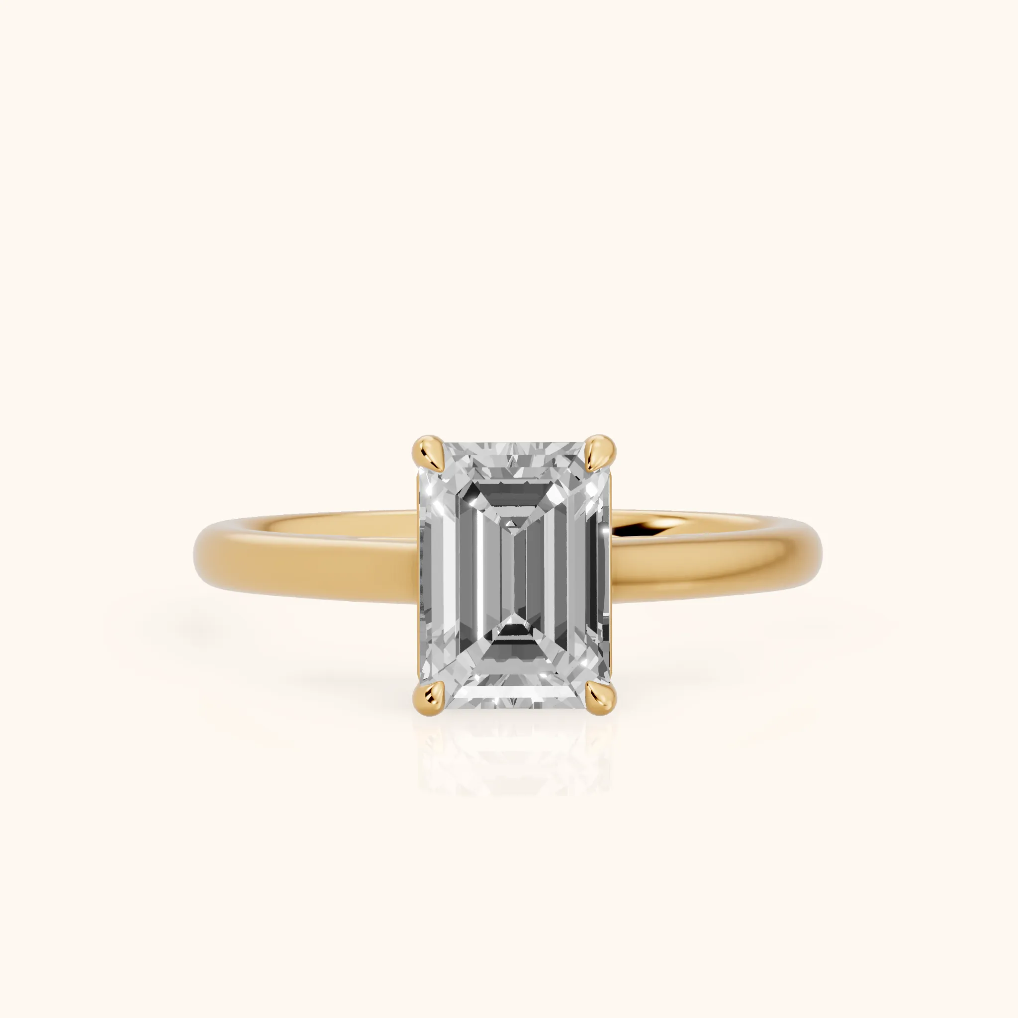 Sadie Cathedral Solitaire Emerald Diamond Ring in Yellow Gold — view 1