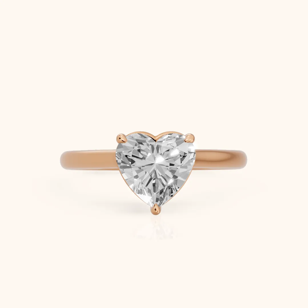 Sadie Cathedral Solitaire Heart Diamond Ring in Rose Gold — view 2
