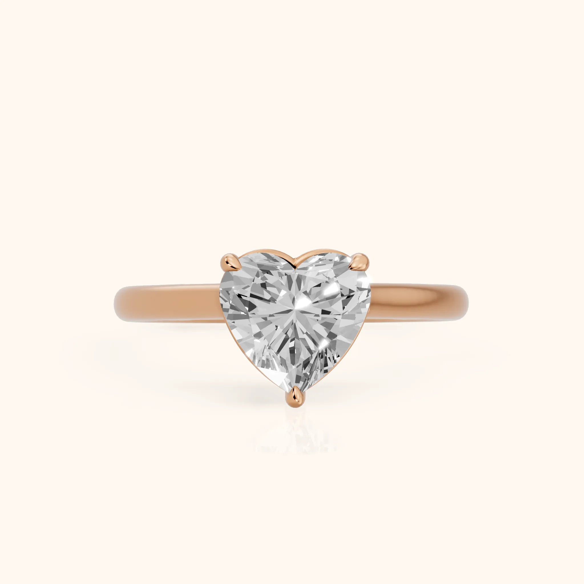 Sadie Cathedral Solitaire Heart Diamond Ring in Rose Gold — view 1