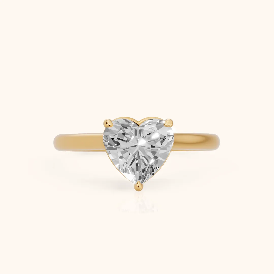 Sadie Cathedral Solitaire Heart Diamond Ring in Yellow Gold — view 2