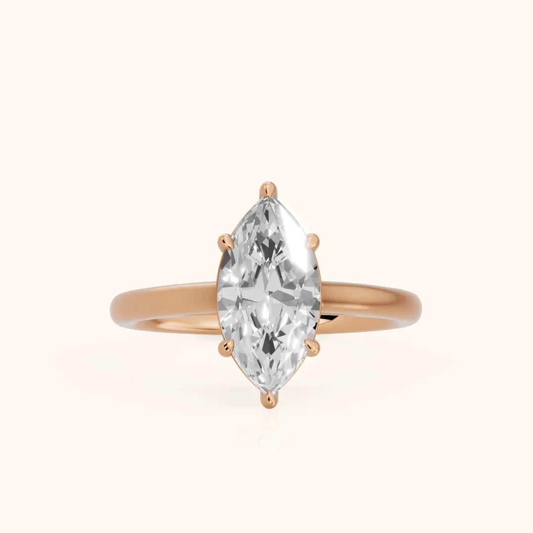 Sadie Cathedral Solitaire Marquise Diamond Ring in Rose Gold — view 2