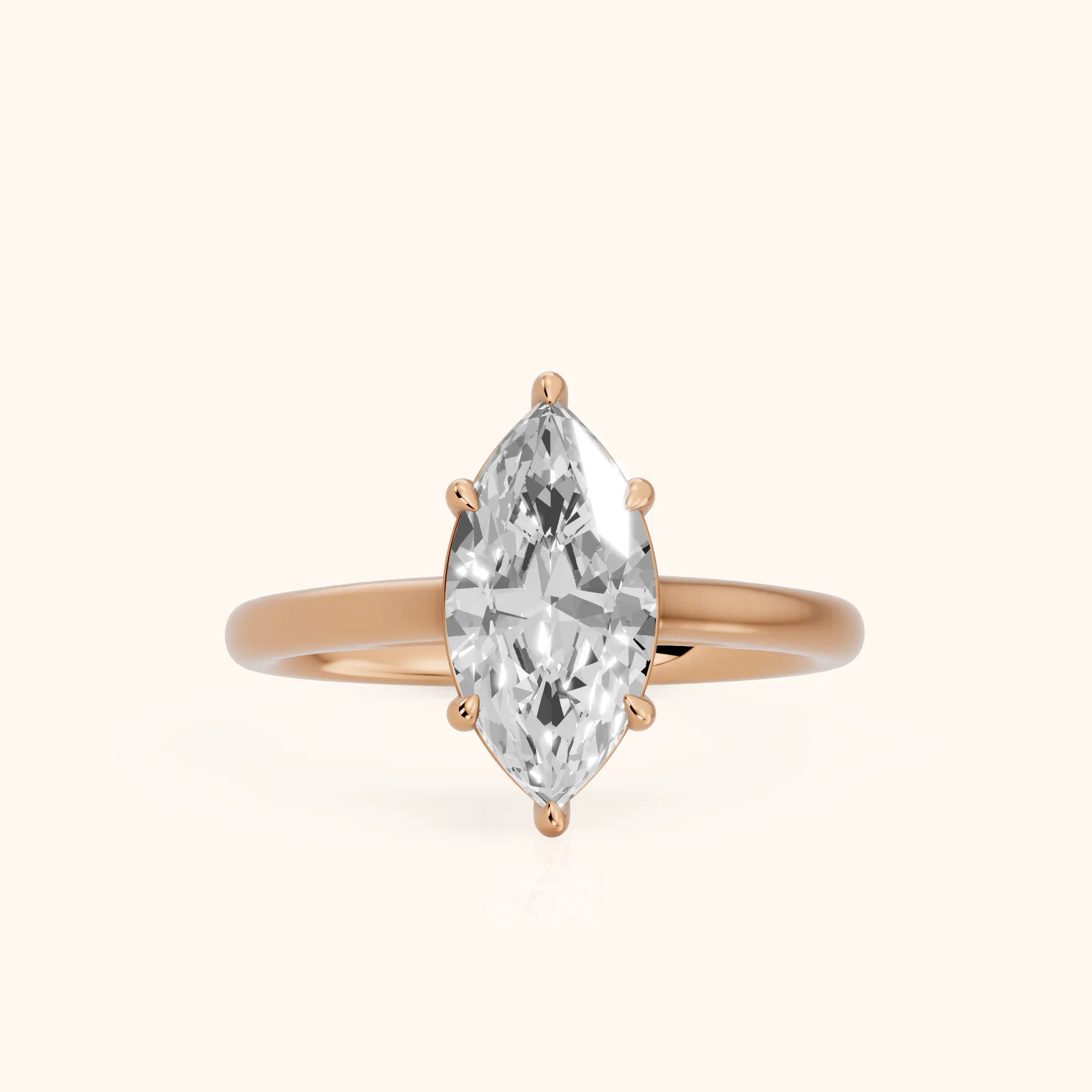 Sadie Cathedral Solitaire Marquise Diamond Ring in Rose Gold — view 1
